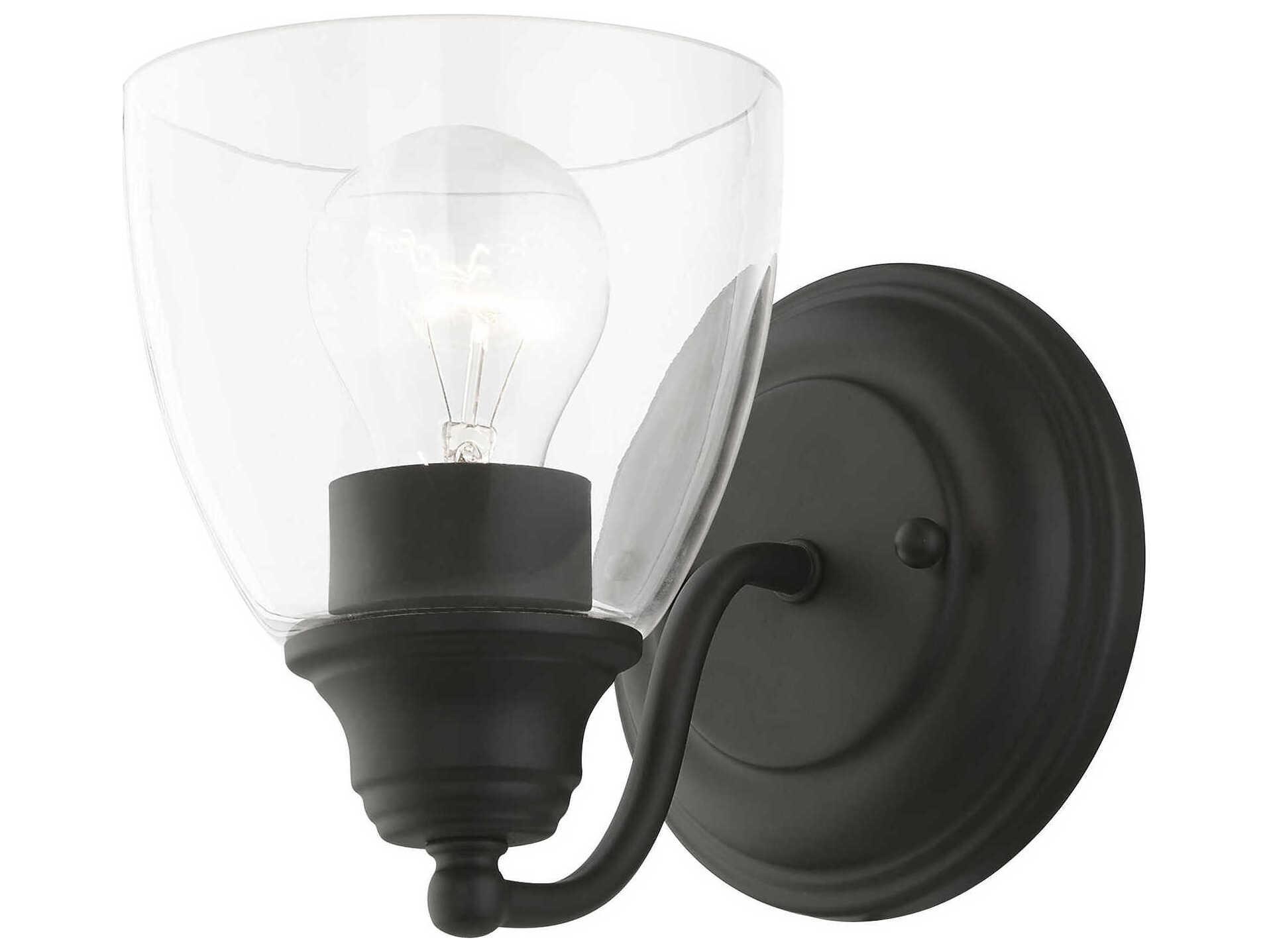 Livex Lighting Montgomery 1-Light Black Glass Wall Sconce