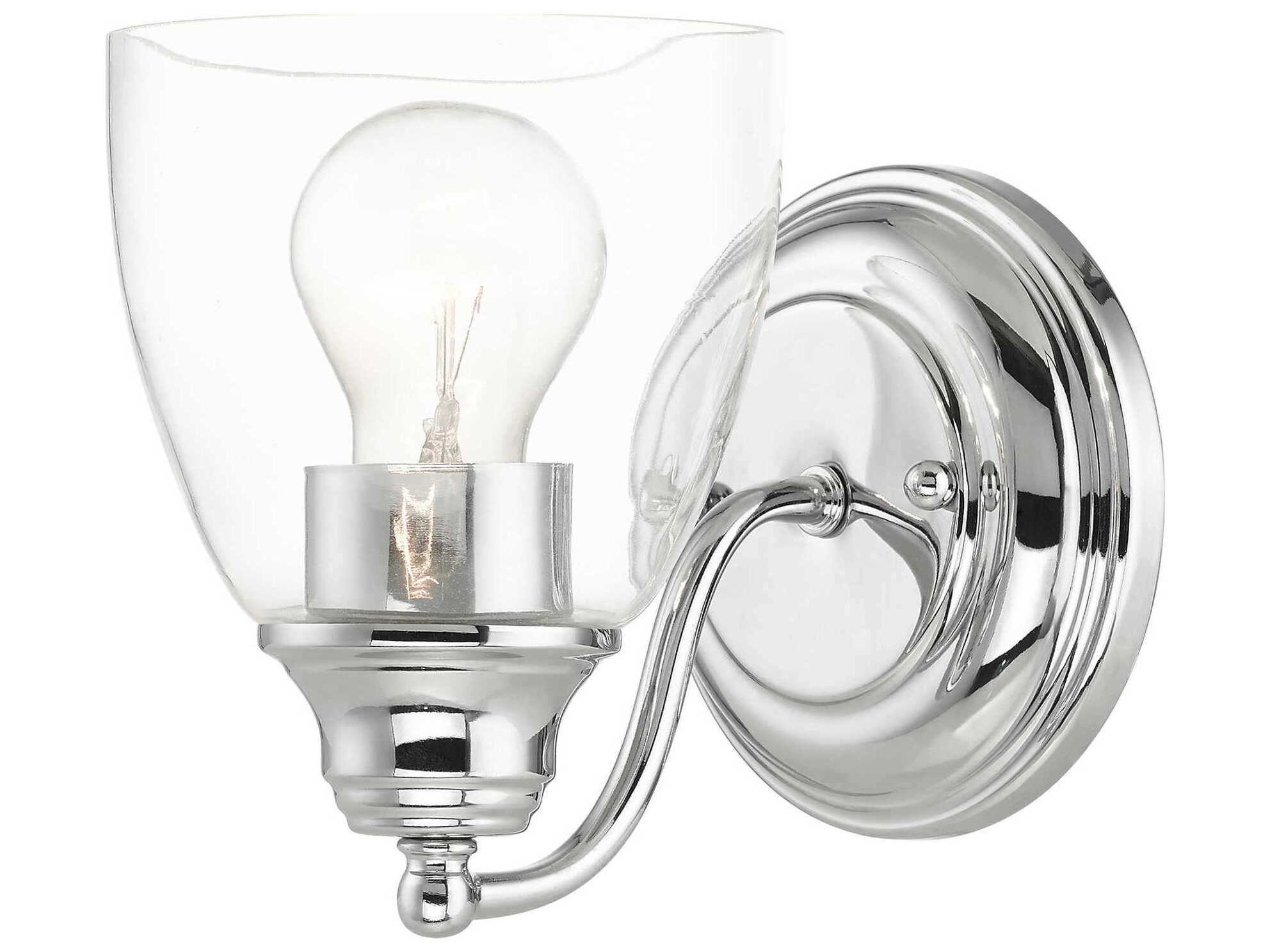 Livex Lighting Montgomery 1-Light Polished Chrome Glass Wall Sconce