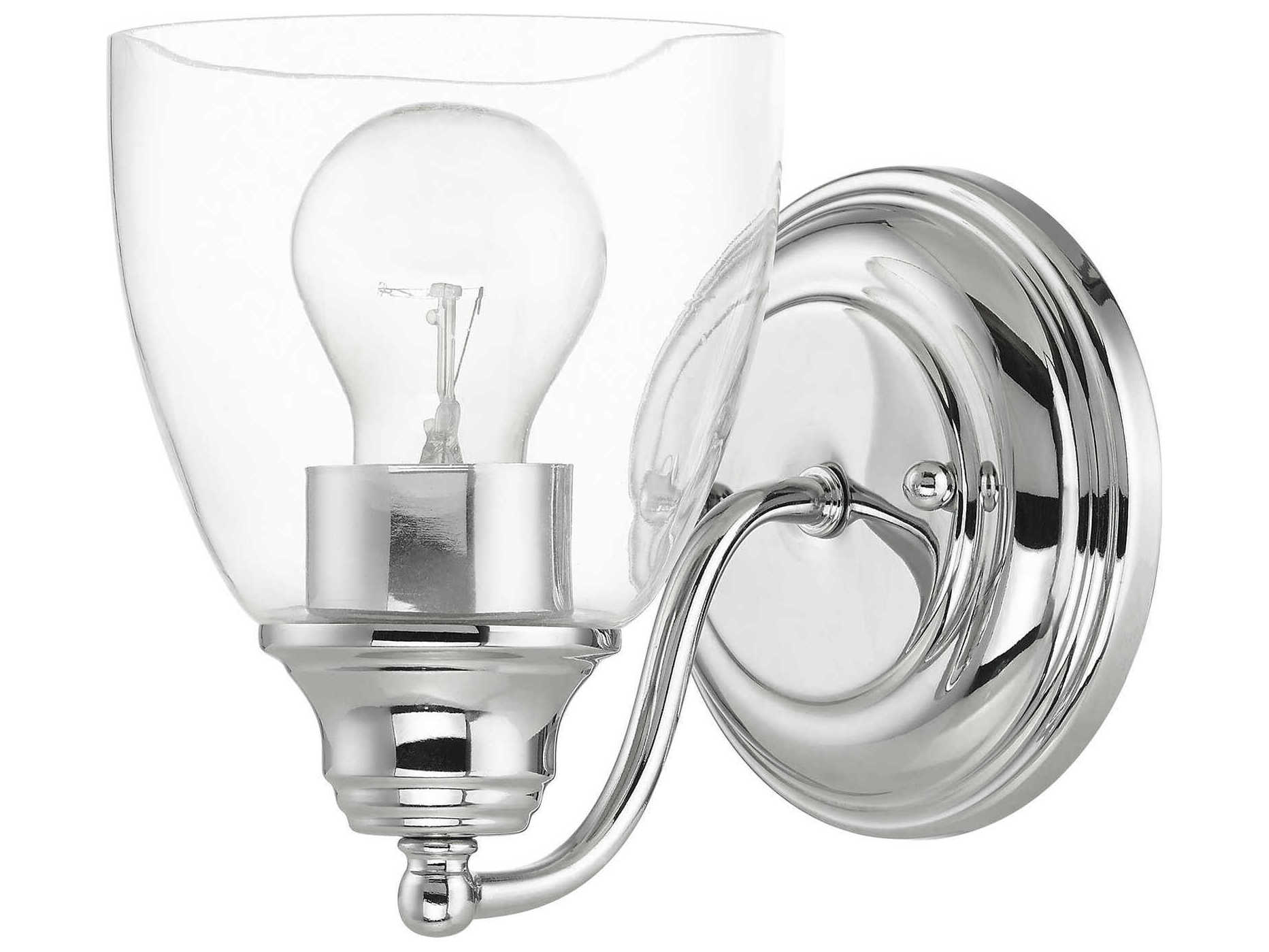 Livex Lighting Montgomery 1-Light Polished Chrome Glass Wall Sconce