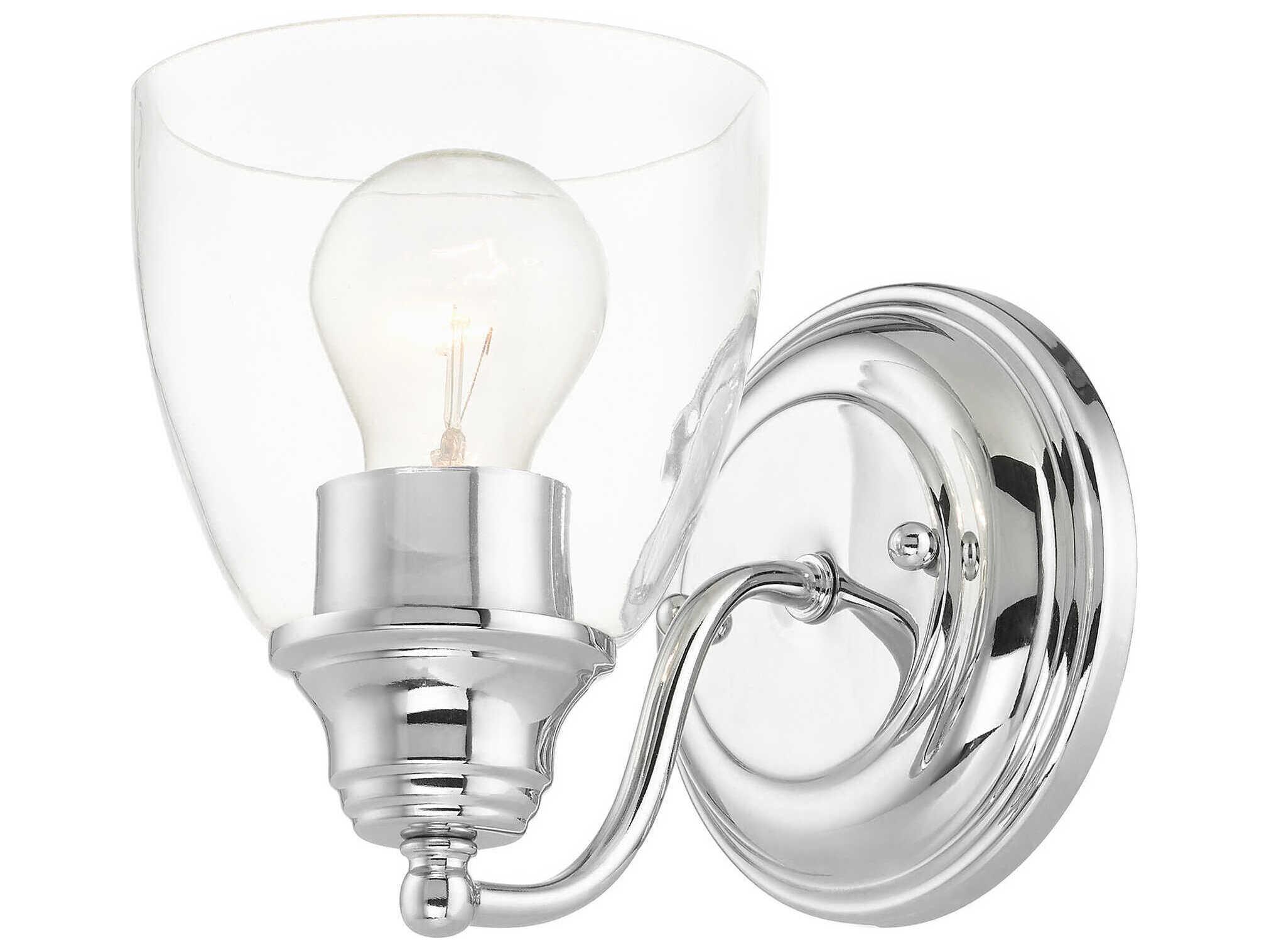 Livex Lighting Montgomery 1-Light Polished Chrome Glass Wall Sconce