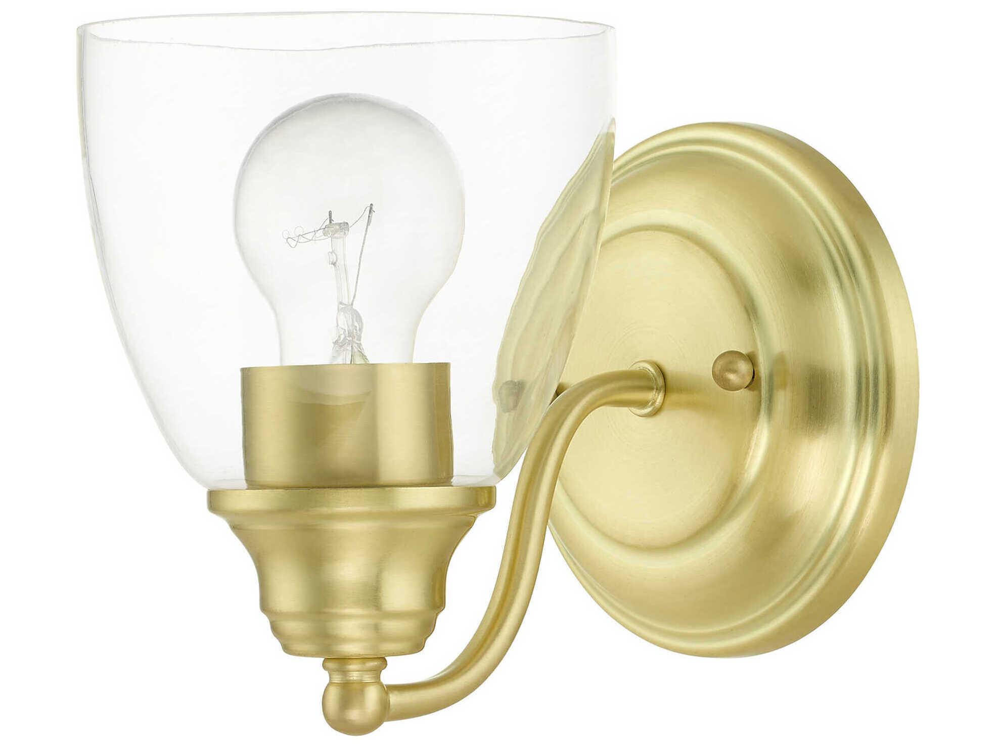 Livex Lighting Montgomery 1-Light Satin Brass Glass Wall Sconce