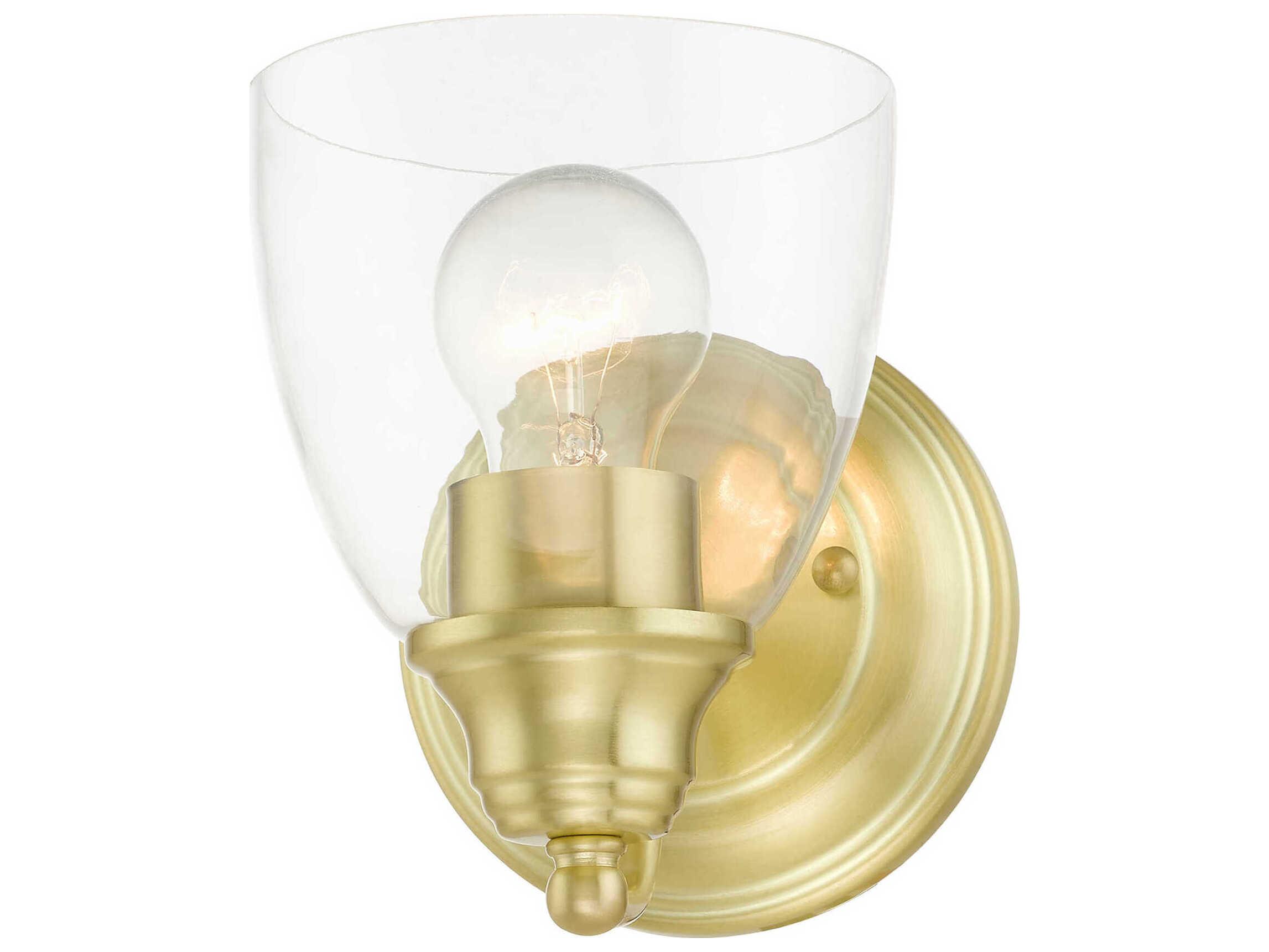 Livex Lighting Montgomery 1-Light Satin Brass Glass Wall Sconce