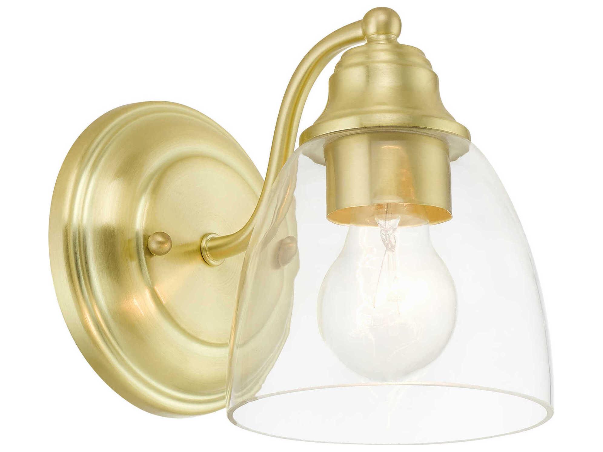 Livex Lighting Montgomery 1-Light Satin Brass Glass Wall Sconce
