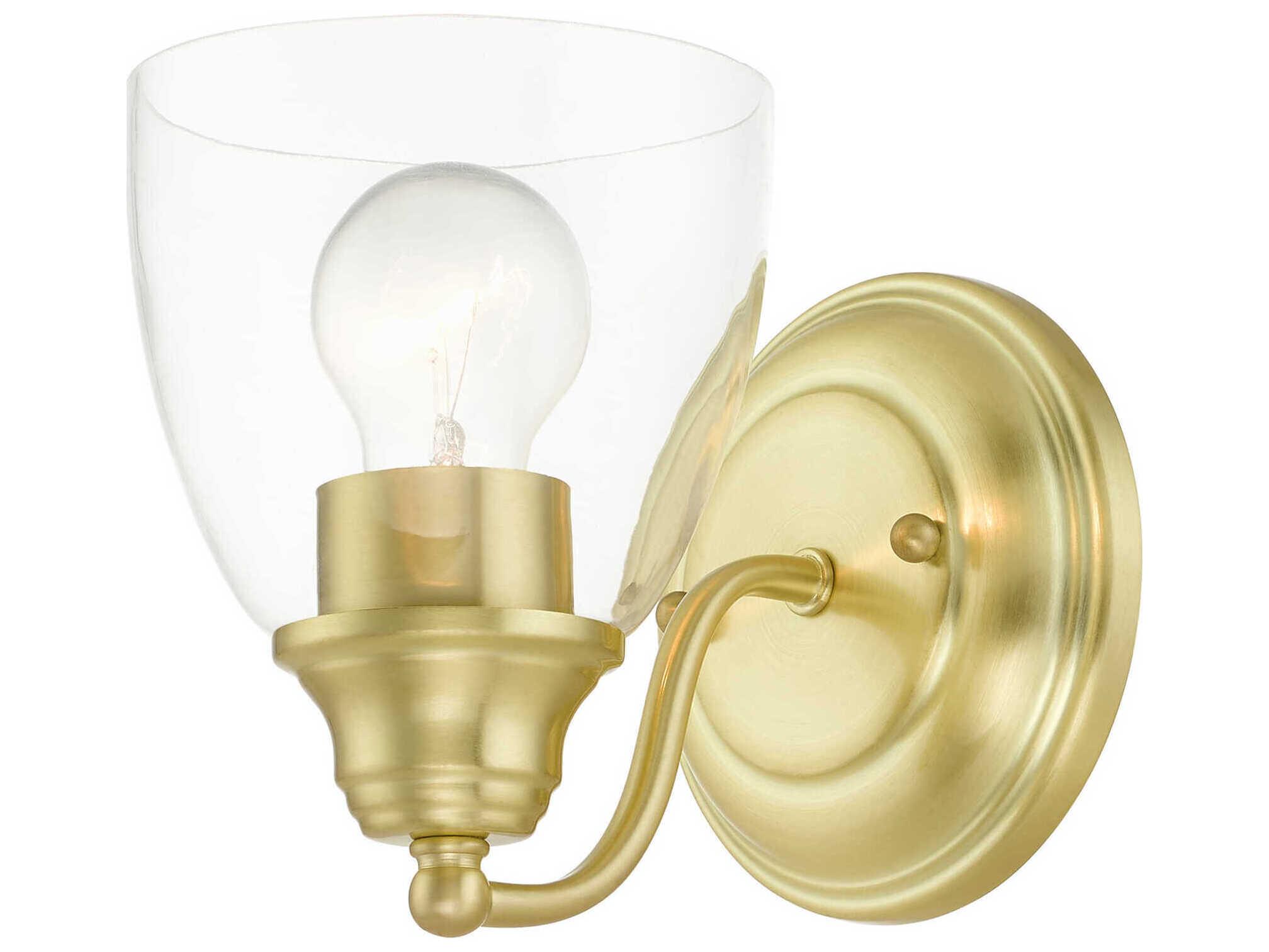 Livex Lighting Montgomery 1-Light Satin Brass Glass Wall Sconce