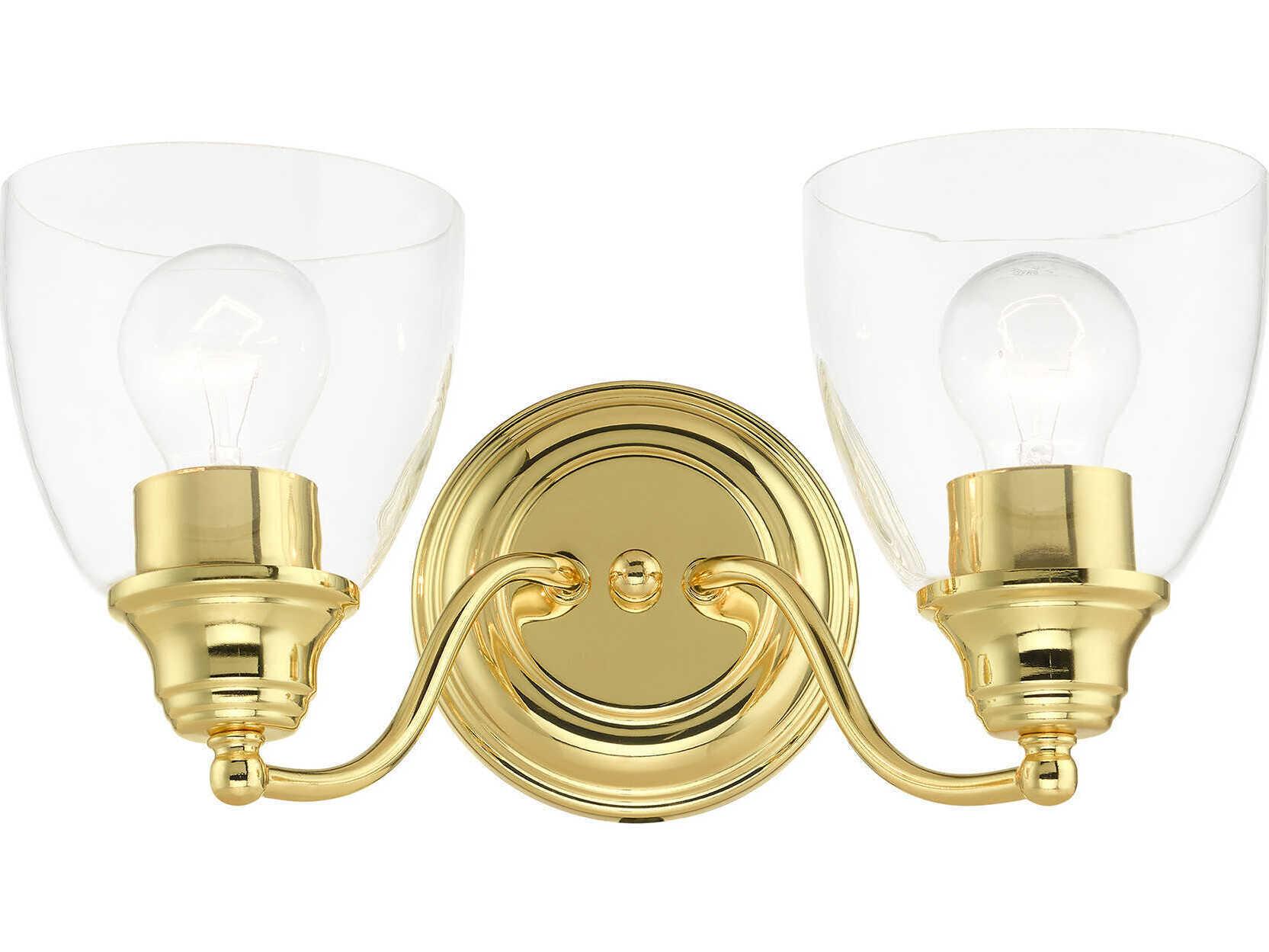 Livex Lighting Montgomery 2-Light Polished Brass Glass Vanity Light