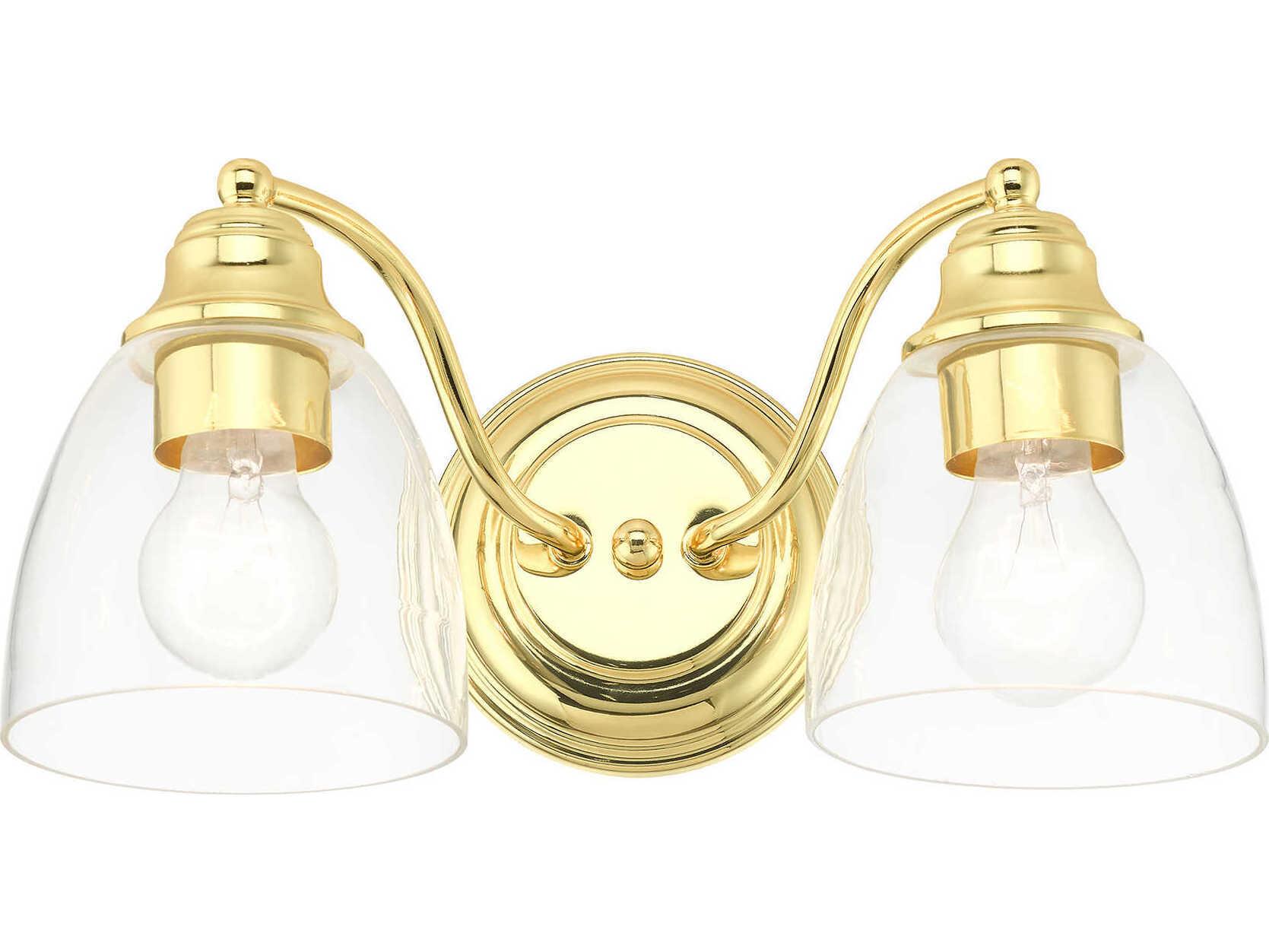 Livex Lighting Montgomery 2-Light Polished Brass Glass Vanity Light
