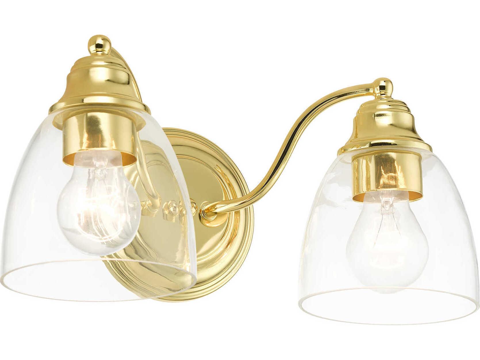 Livex Lighting Montgomery 2-Light Polished Brass Glass Vanity Light