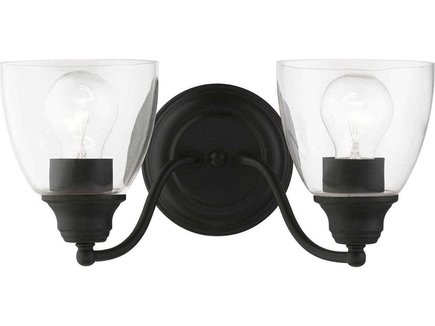 Livex Lighting Montgomery 2-Light Black Glass Vanity Light