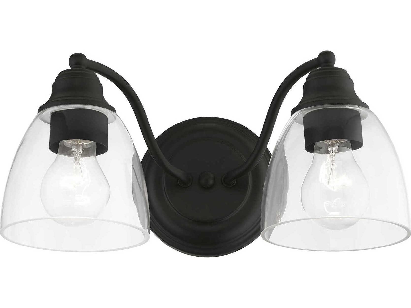 Livex Lighting Montgomery 2-Light Black Glass Vanity Light