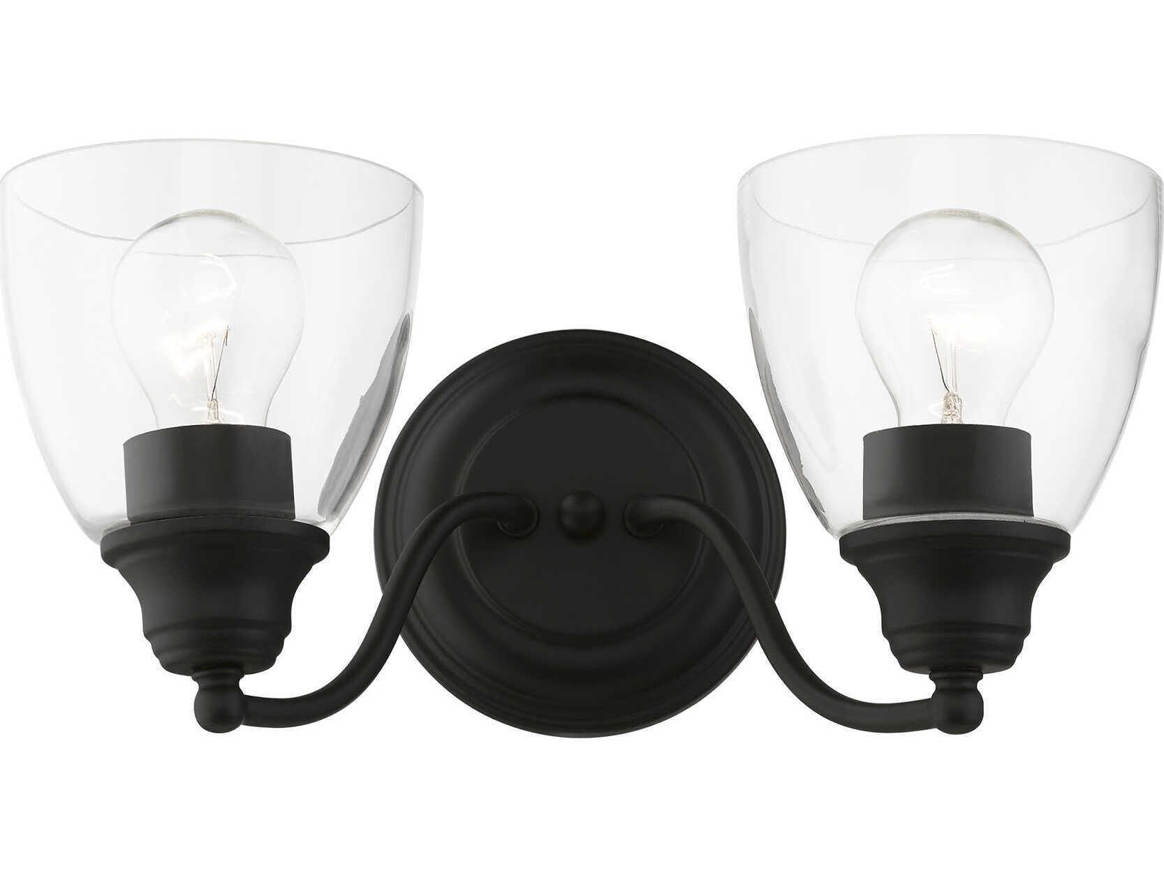 Livex Lighting Montgomery 2-Light Black Glass Vanity Light