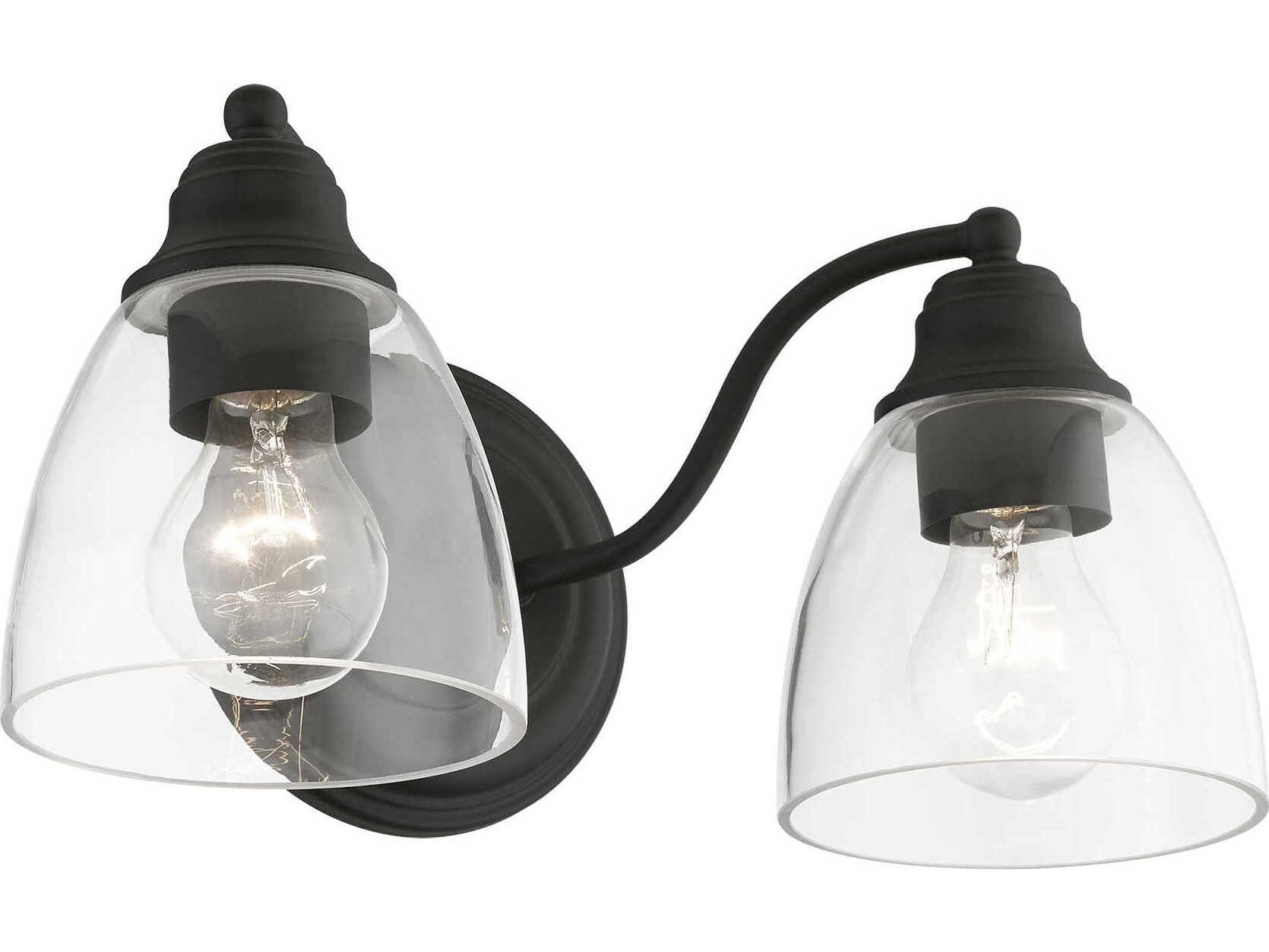 Livex Lighting Montgomery 2-Light Black Glass Vanity Light