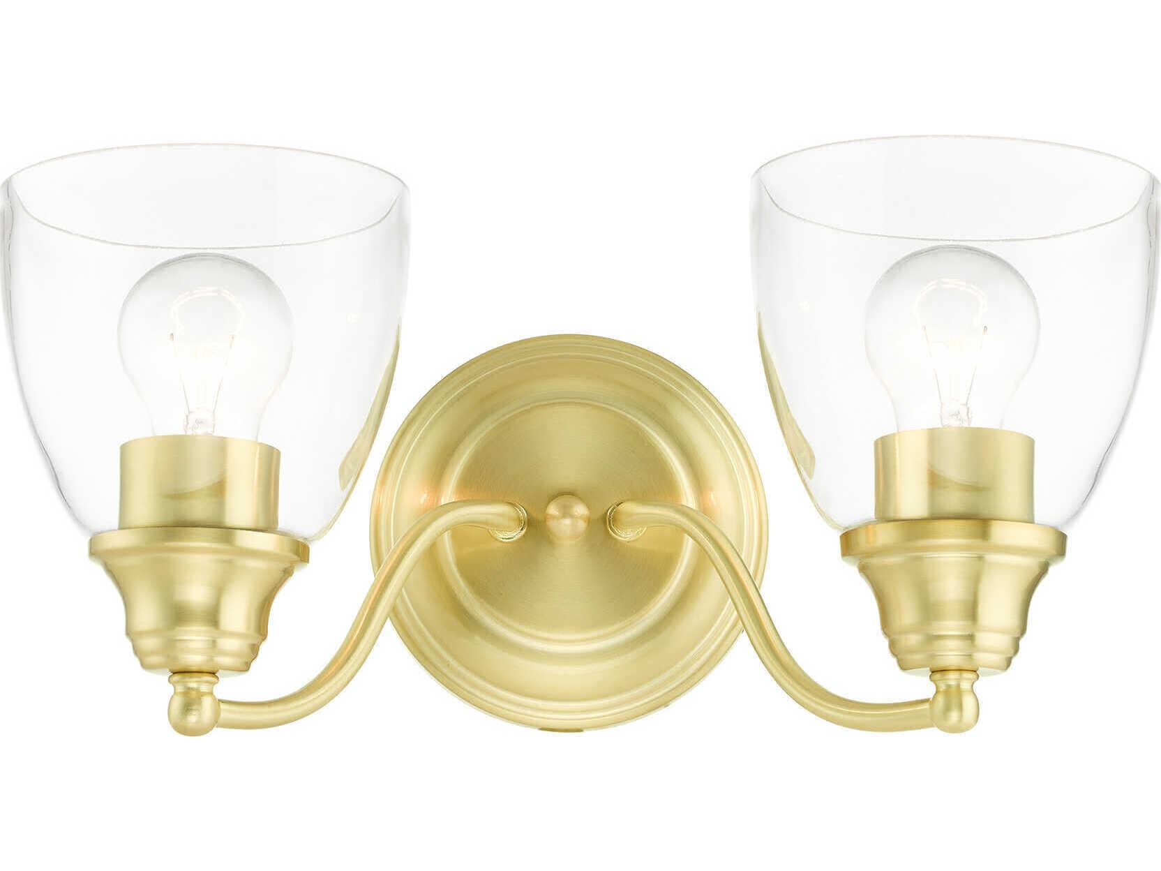Livex Lighting Montgomery 2-Light Satin Brass Glass Vanity Light