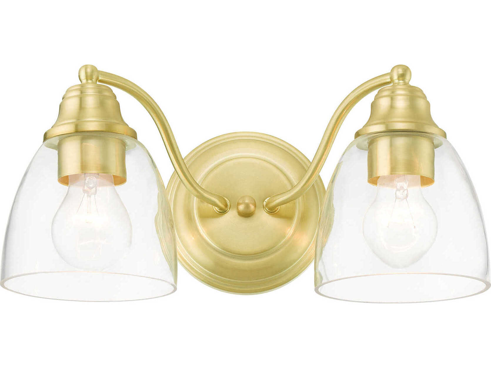 Livex Lighting Montgomery 2-Light Satin Brass Glass Vanity Light