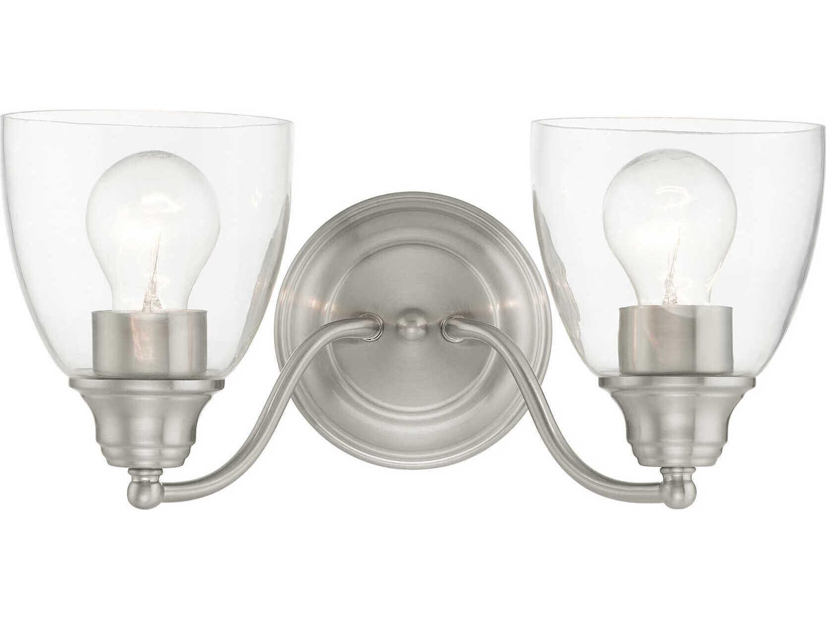 Livex Lighting Montgomery 2-Light Brushed Nickel Glass Vanity Light