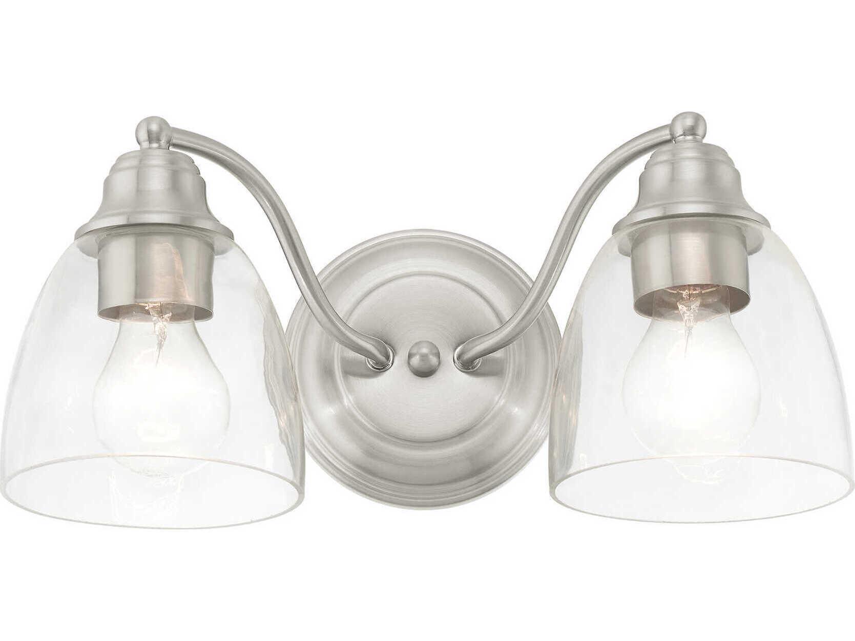 Livex Lighting Montgomery 2-Light Brushed Nickel Glass Vanity Light