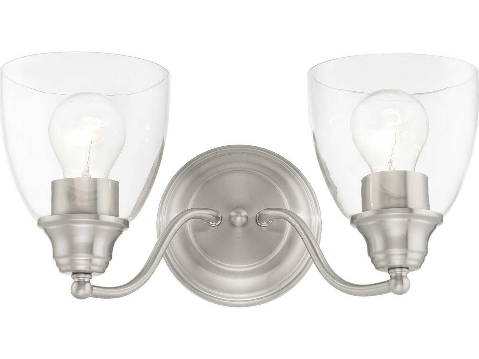 Livex Lighting Montgomery 2-Light Brushed Nickel Glass Vanity Light