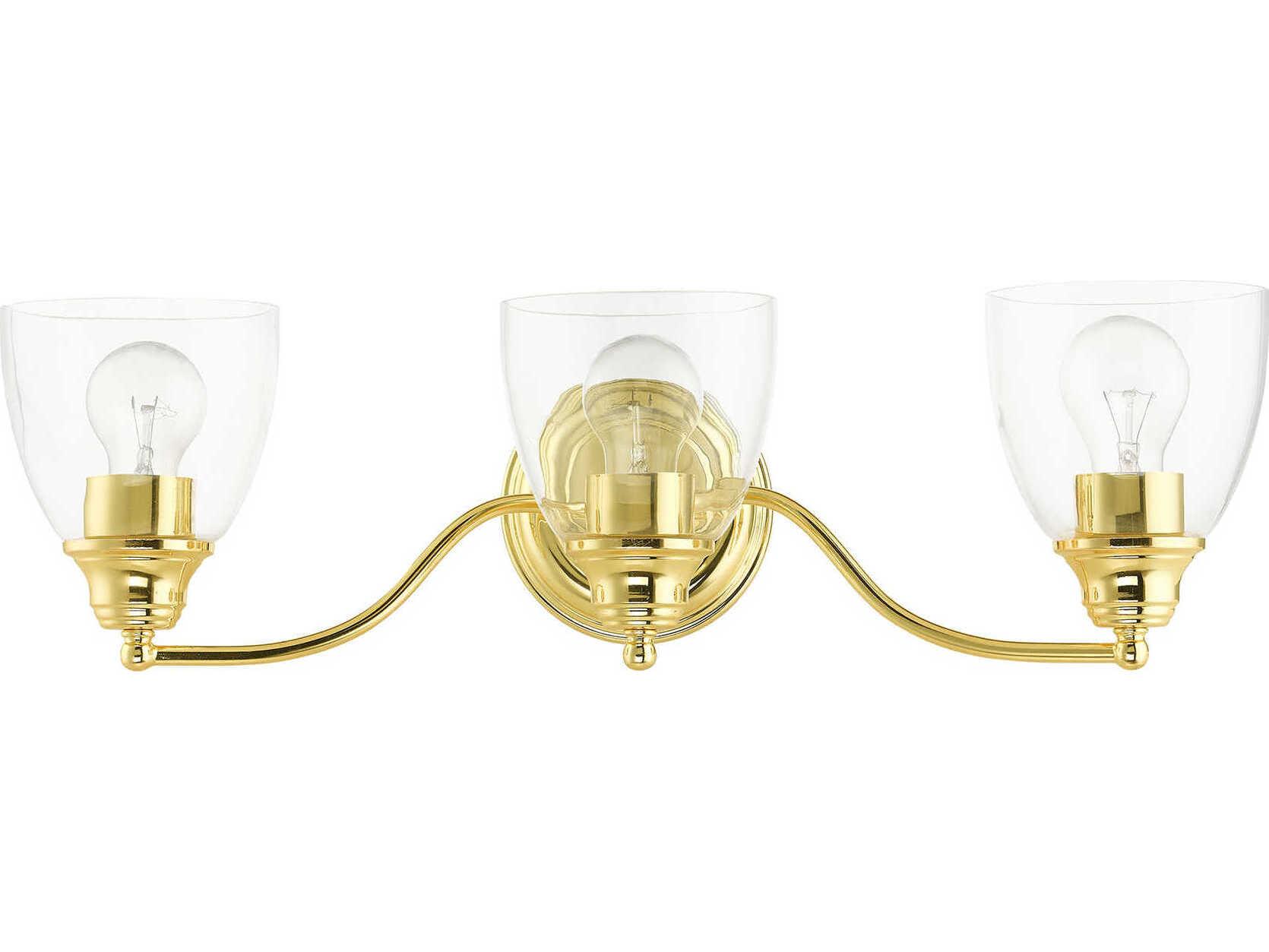 Livex Lighting Montgomery 3-Light Polished Brass Glass Vanity Light