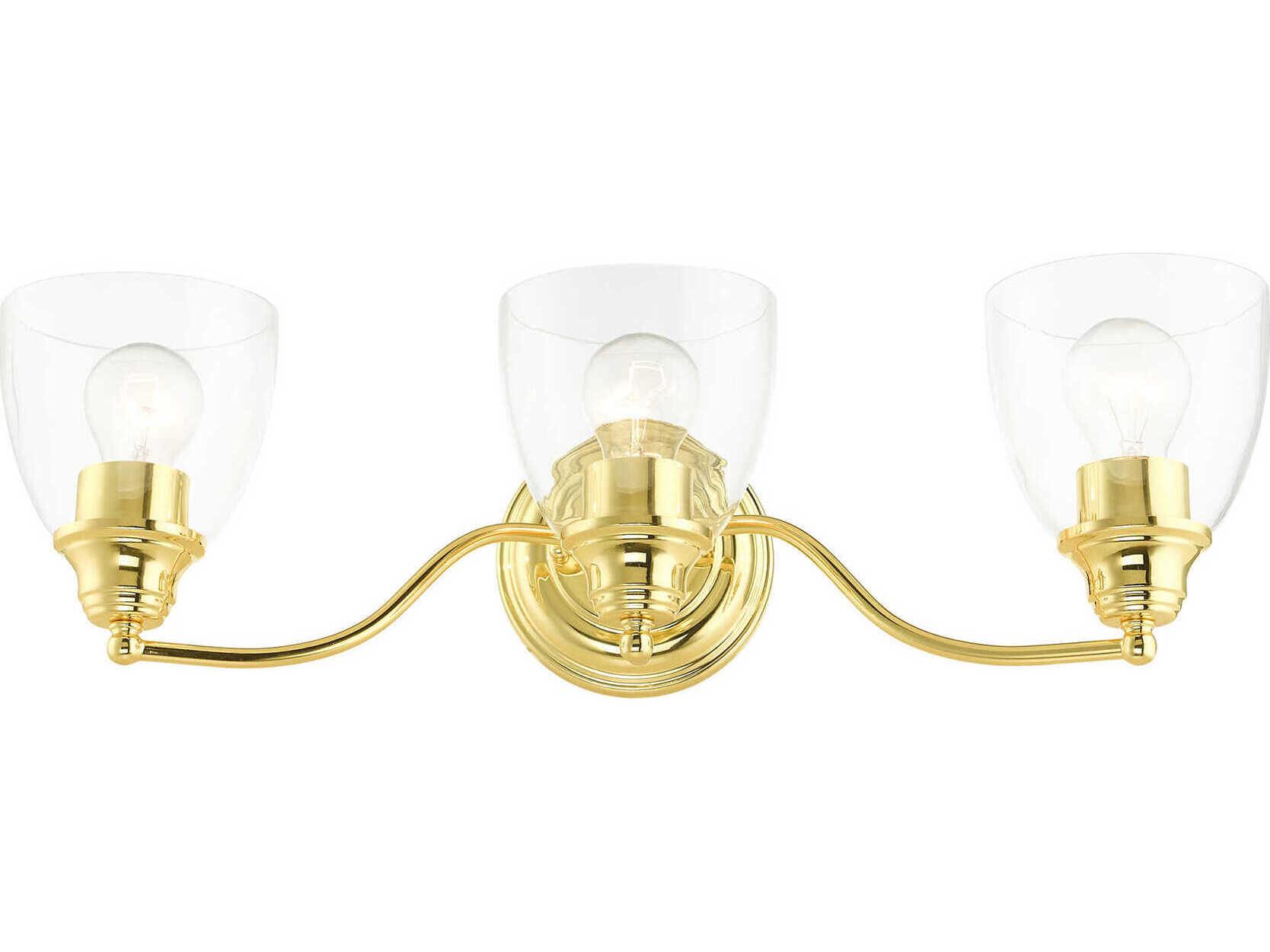 Livex Lighting Montgomery 3-Light Polished Brass Glass Vanity Light