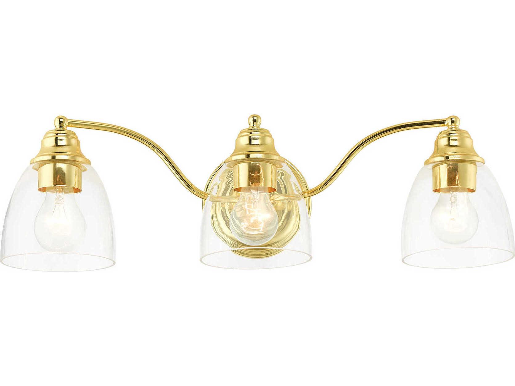 Livex Lighting Montgomery 3-Light Polished Brass Glass Vanity Light