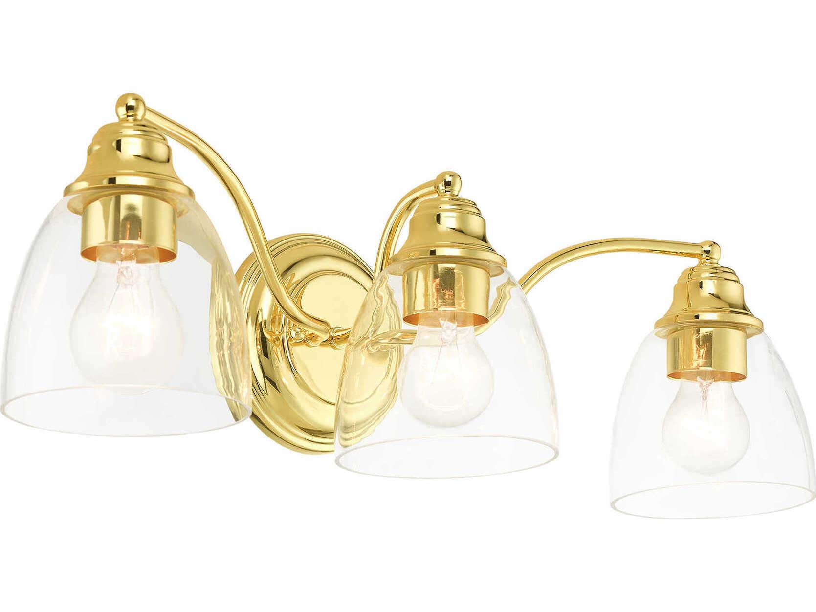 Livex Lighting Montgomery 3-Light Polished Brass Glass Vanity Light