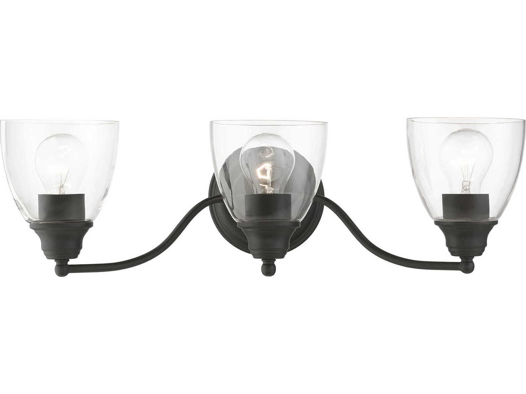 Livex Lighting Montgomery 3-Light Black Glass Vanity Light