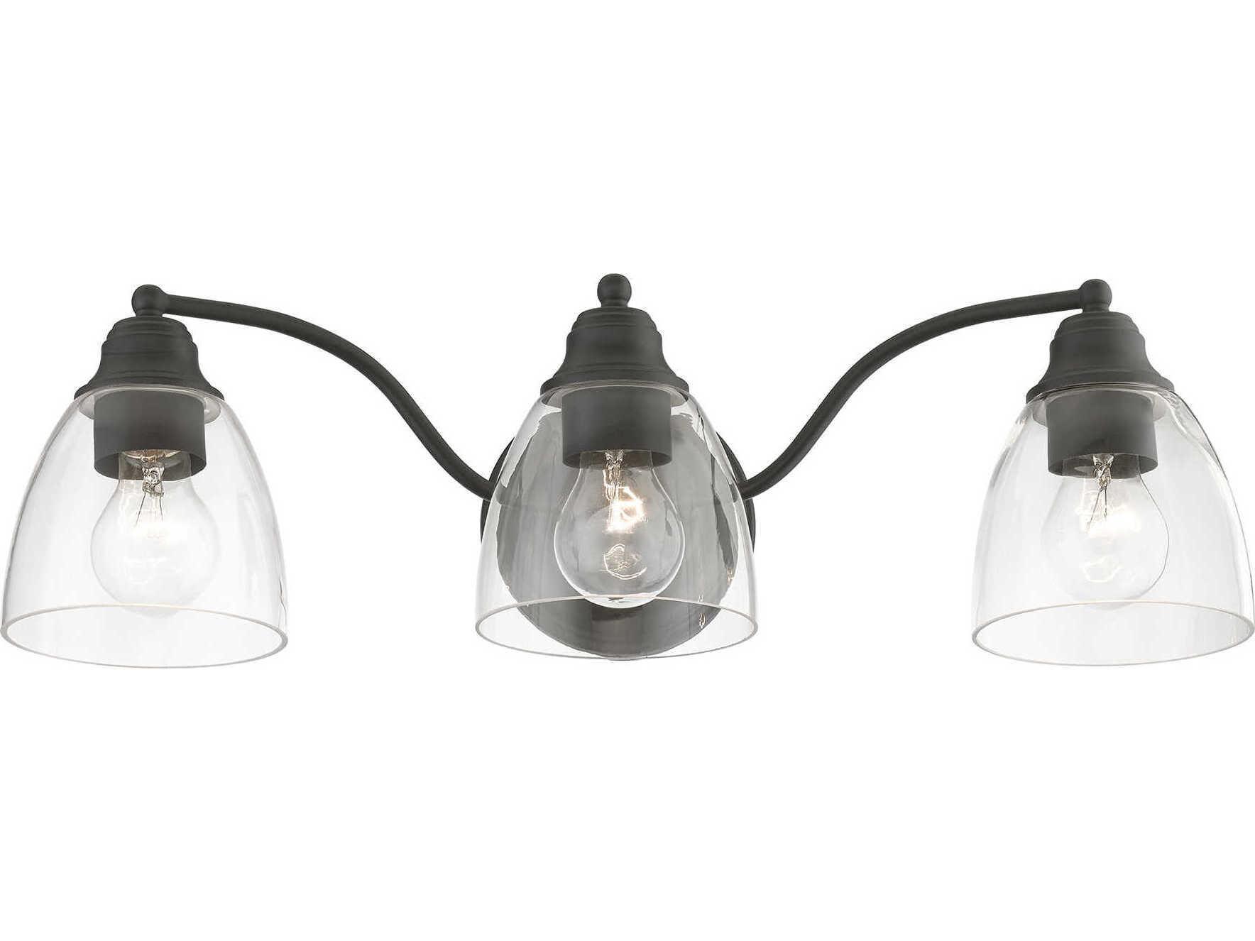 Livex Lighting Montgomery 3-Light Black Glass Vanity Light