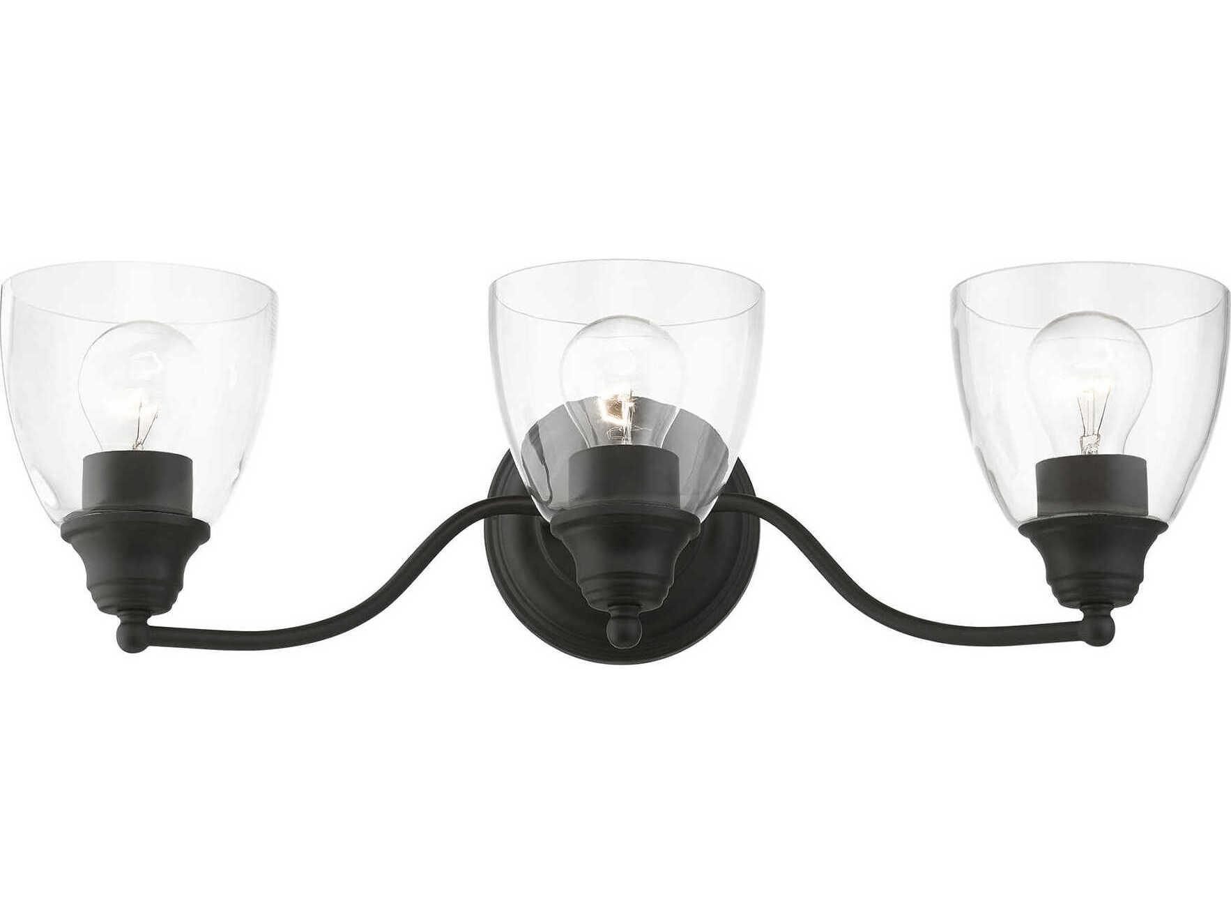 Livex Lighting Montgomery 3-Light Black Glass Vanity Light