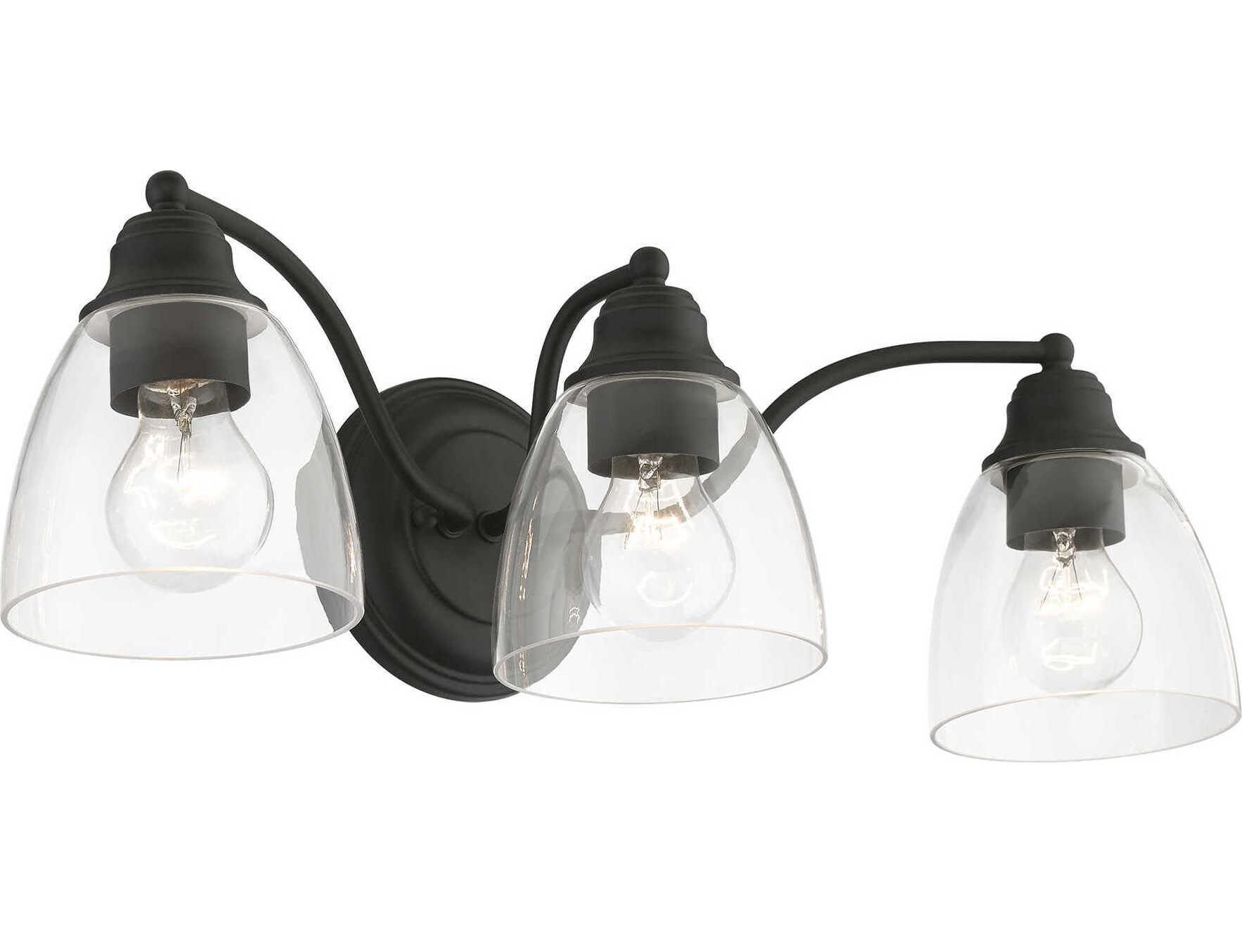 Livex Lighting Montgomery 3-Light Black Glass Vanity Light