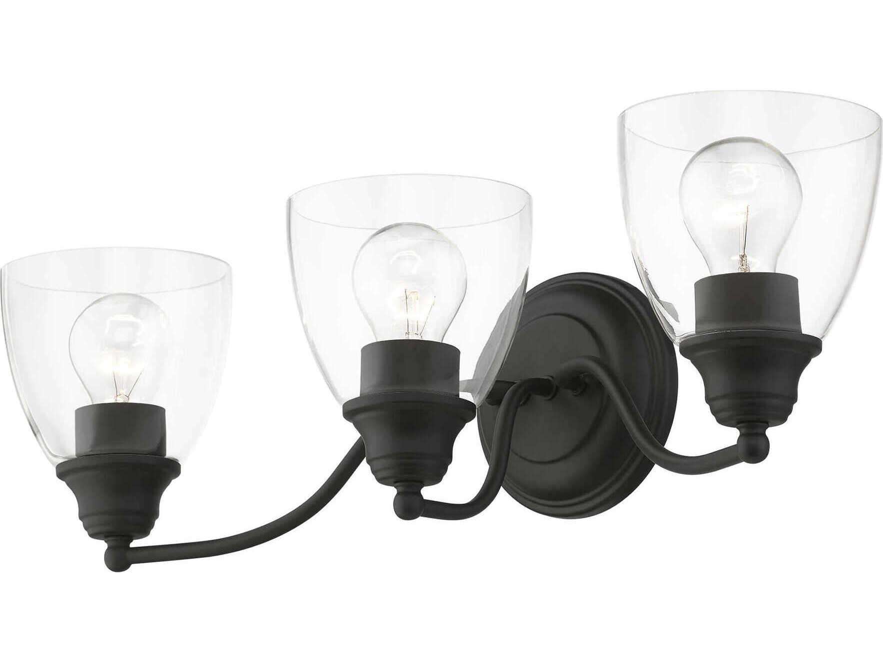 Livex Lighting Montgomery 3-Light Black Glass Vanity Light