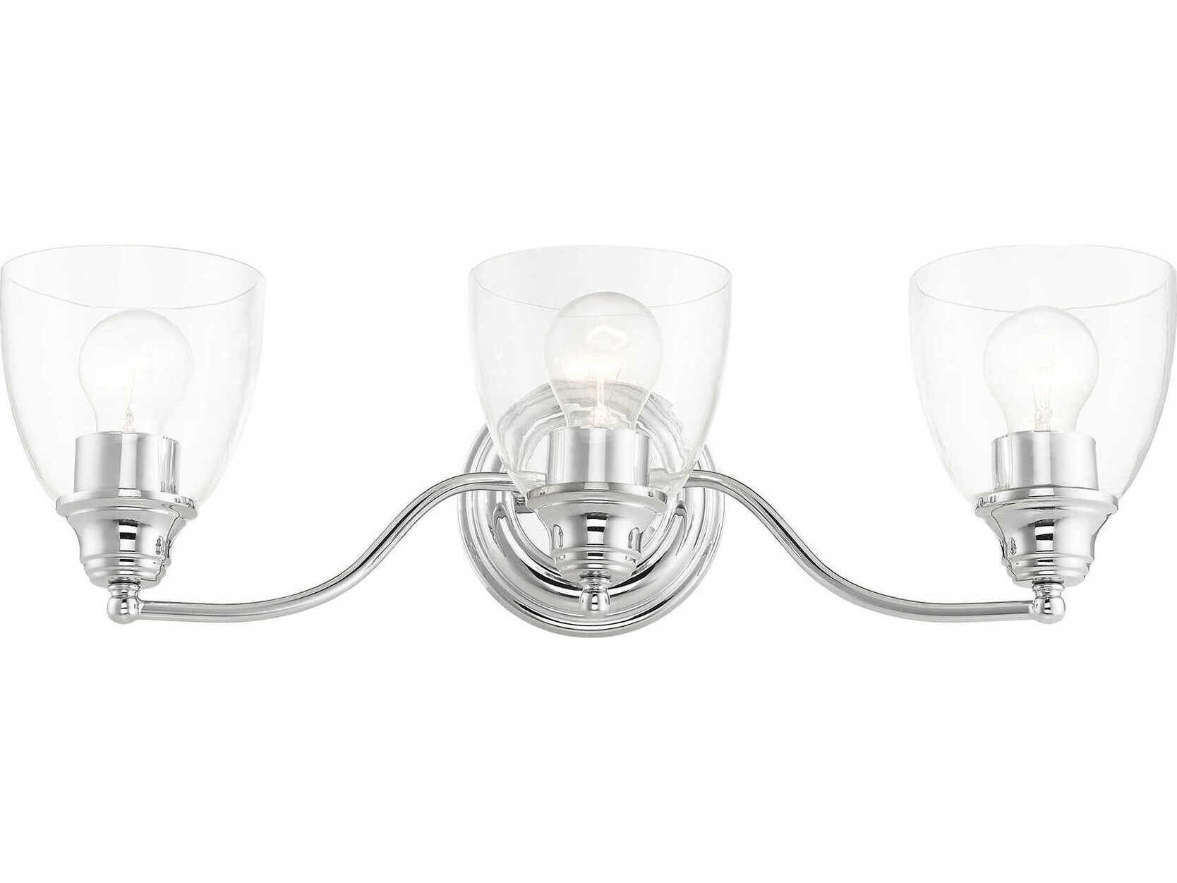 Livex Lighting Montgomery 3-Light Polished Chrome Glass Vanity Light