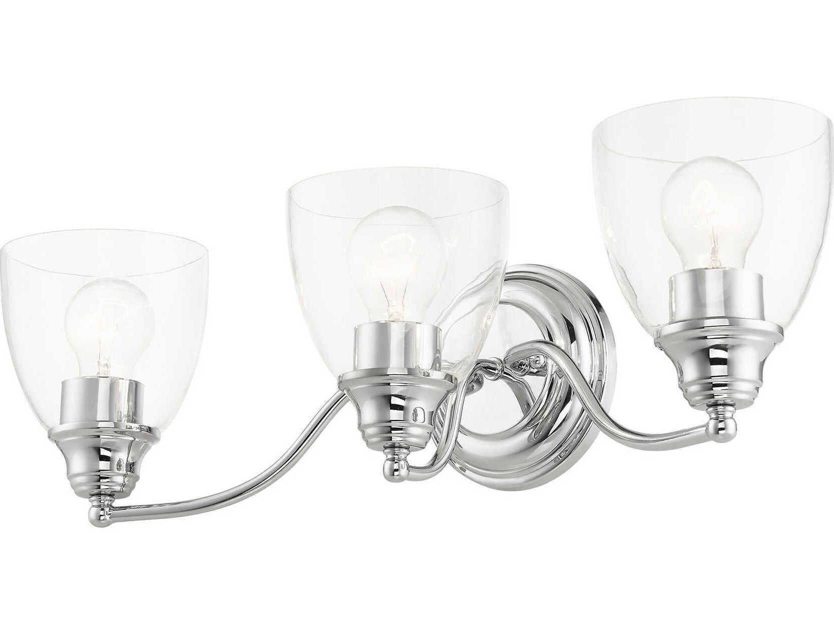 Livex Lighting Montgomery 3-Light Polished Chrome Glass Vanity Light