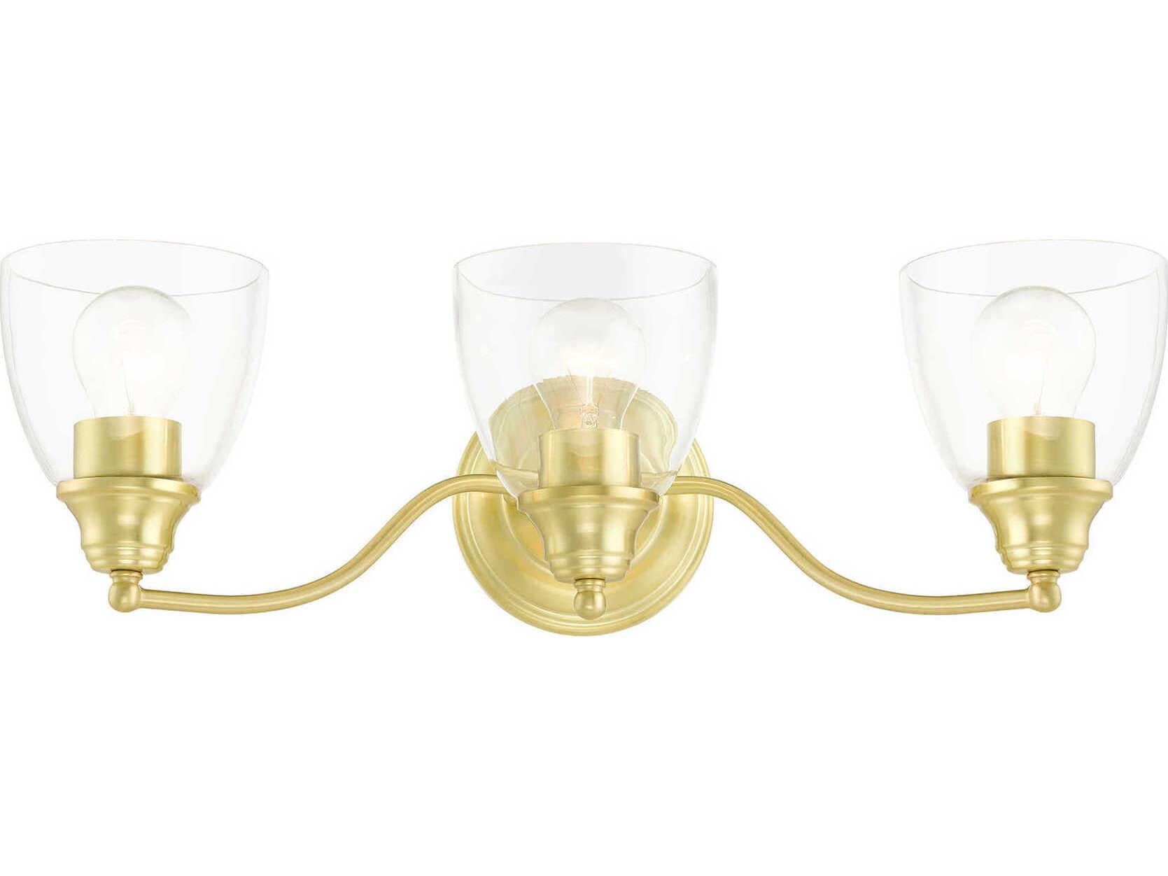 Livex Lighting Montgomery 3-Light Satin Brass Glass Vanity Light