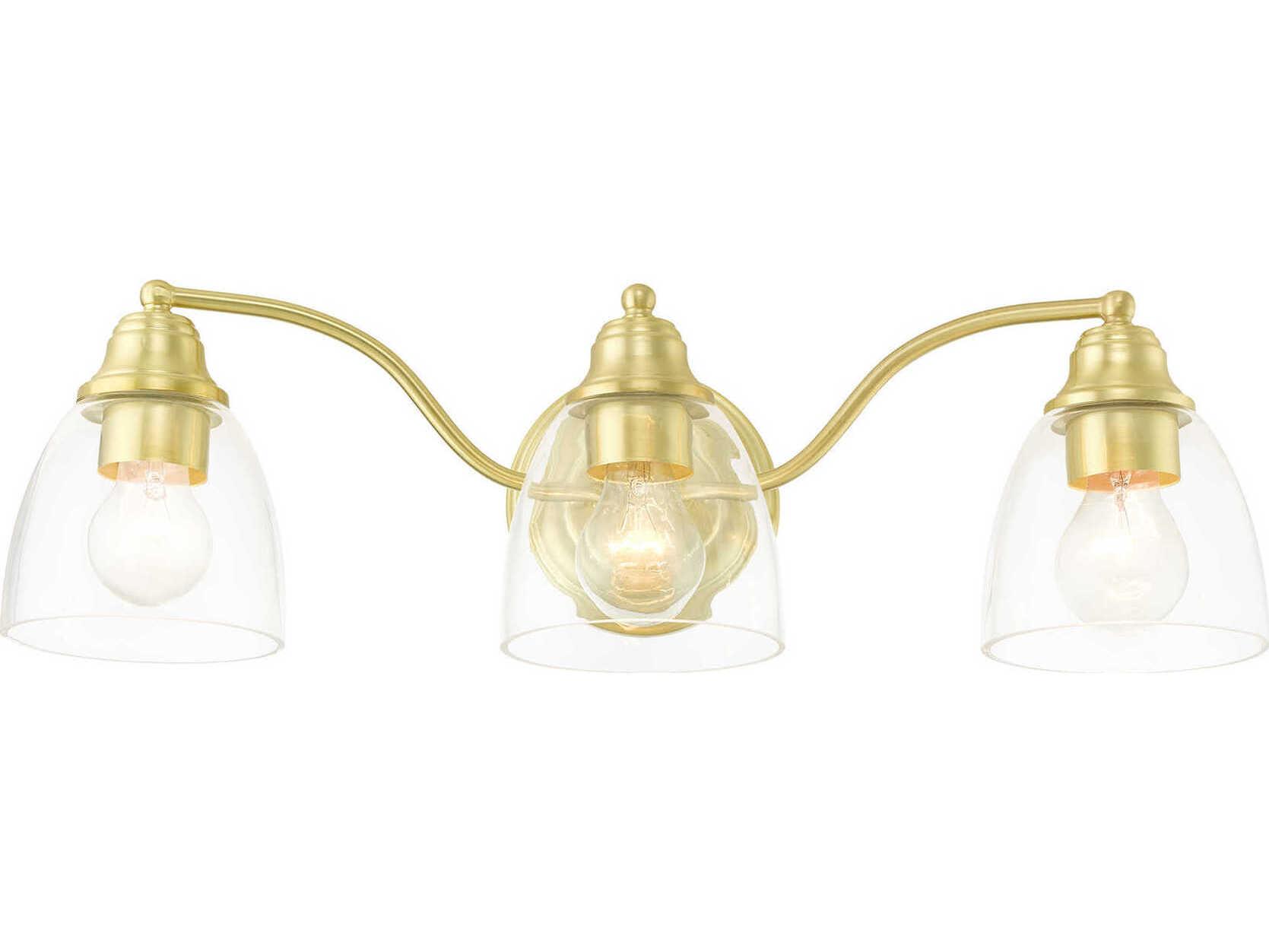 Livex Lighting Montgomery 3-Light Satin Brass Glass Vanity Light