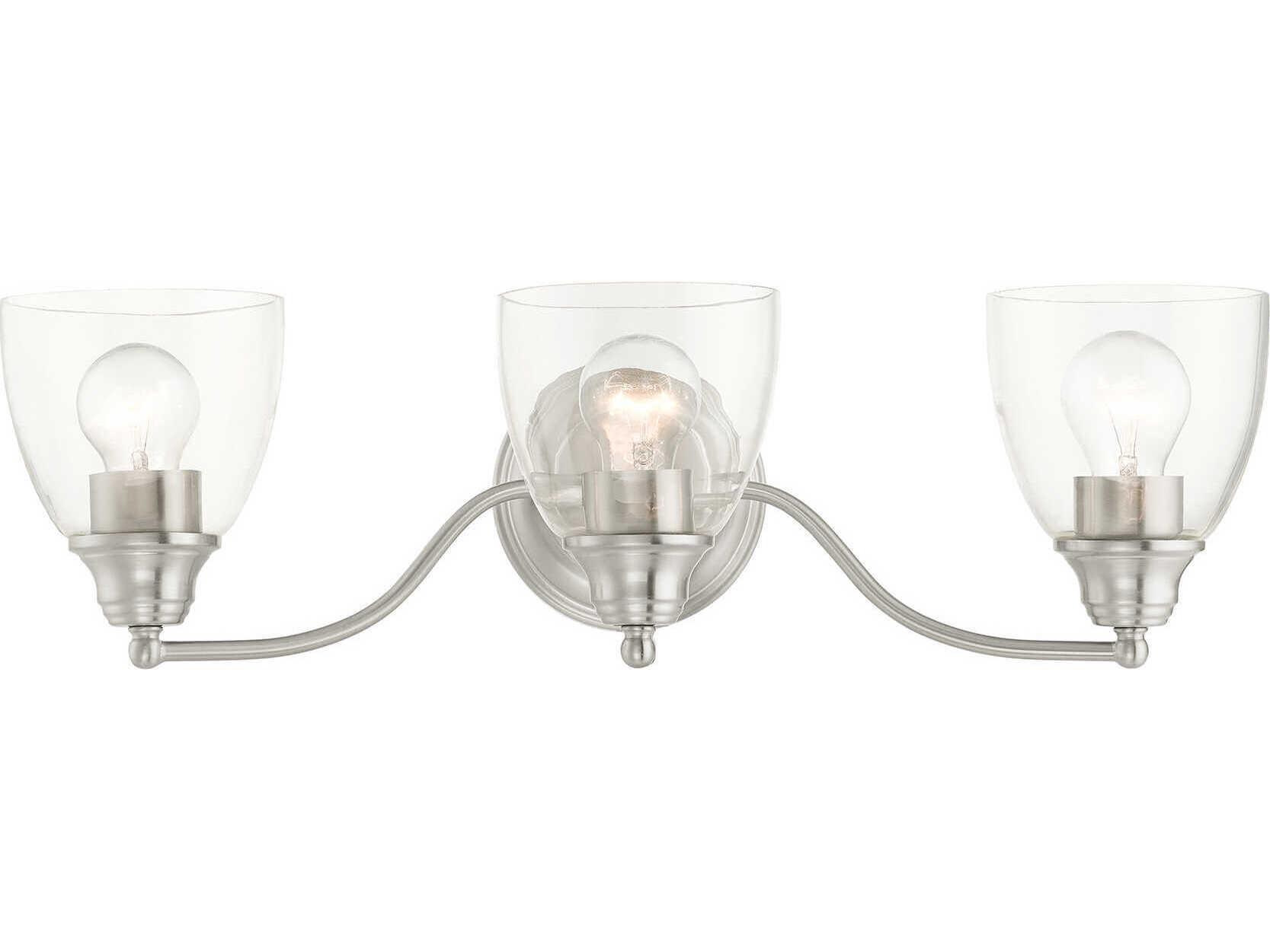 Livex Lighting Montgomery 3-Light Brushed Nickel Glass Vanity Light