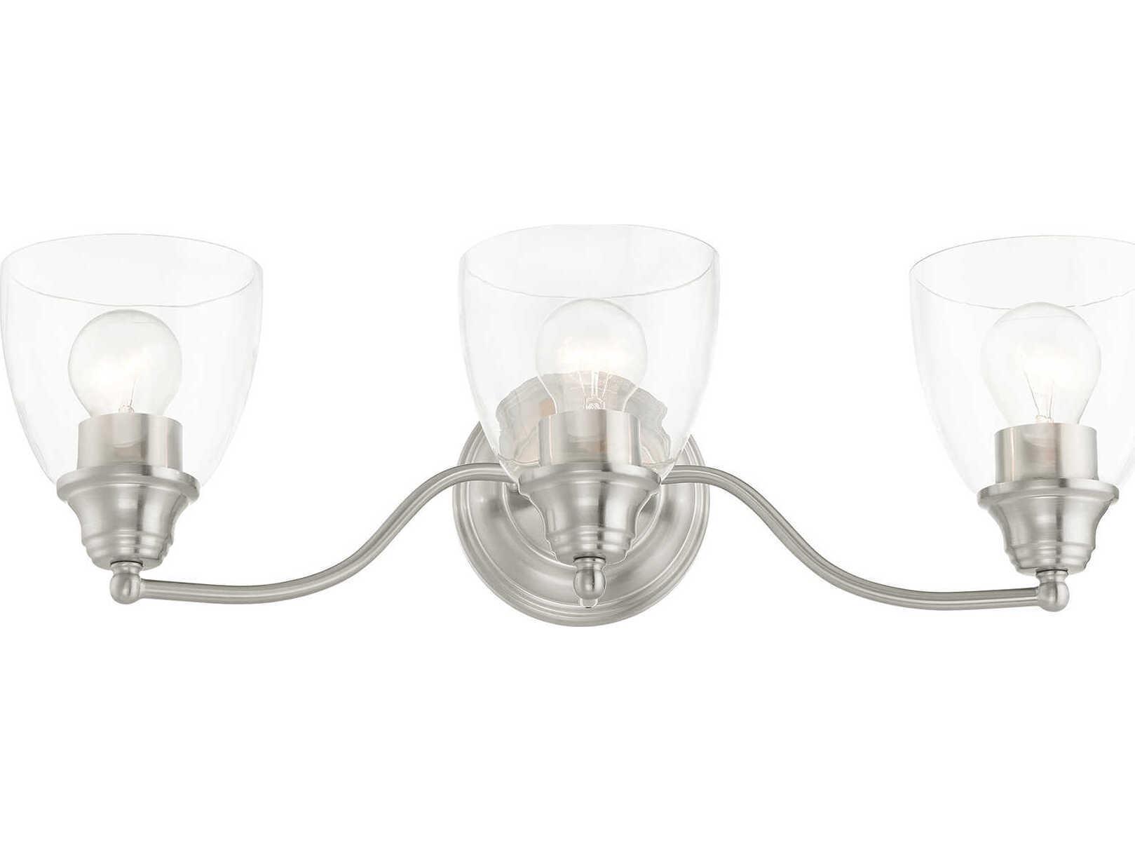 Livex Lighting Montgomery 3-Light Brushed Nickel Glass Vanity Light