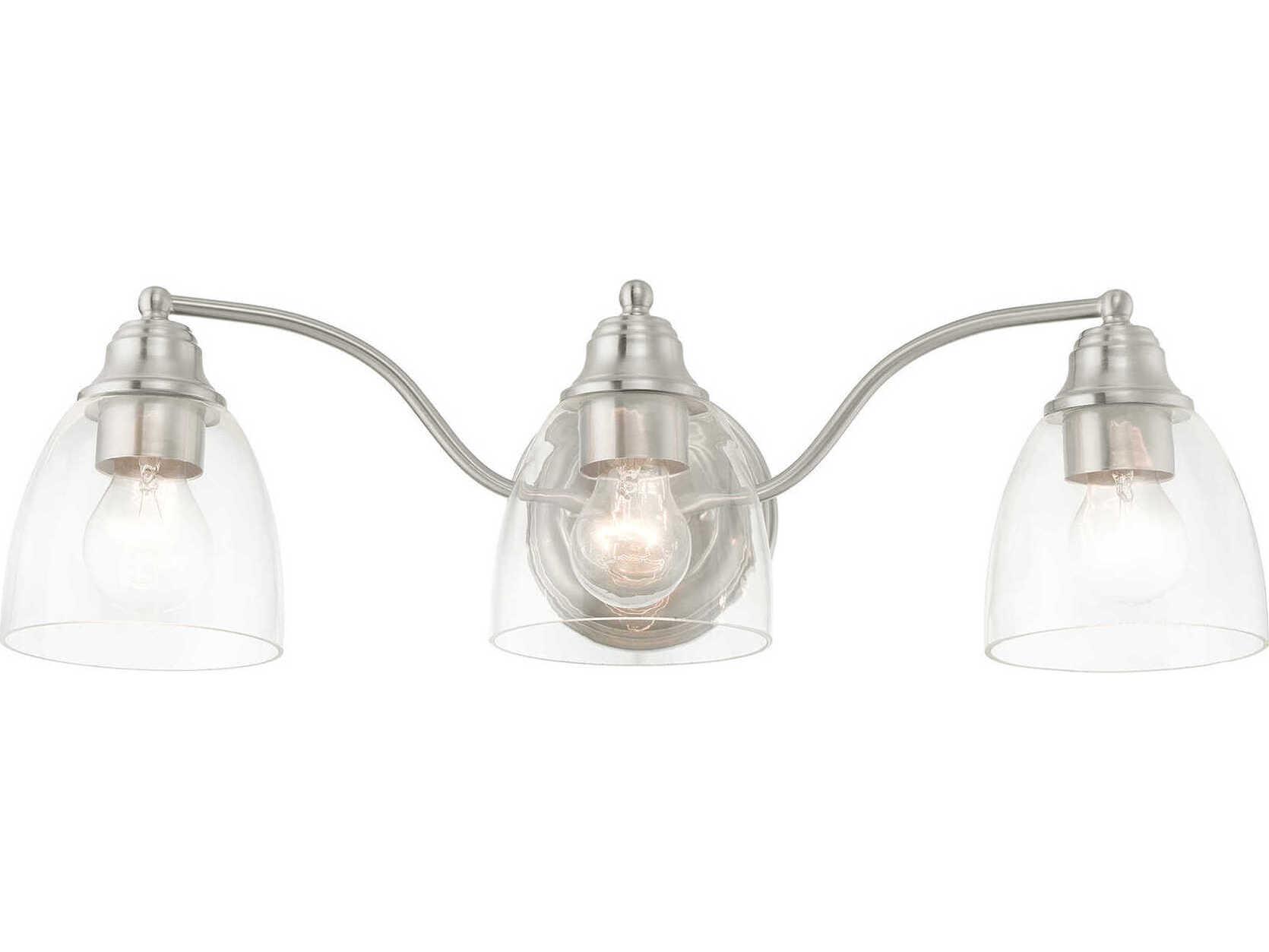 Livex Lighting Montgomery 3-Light Brushed Nickel Glass Vanity Light