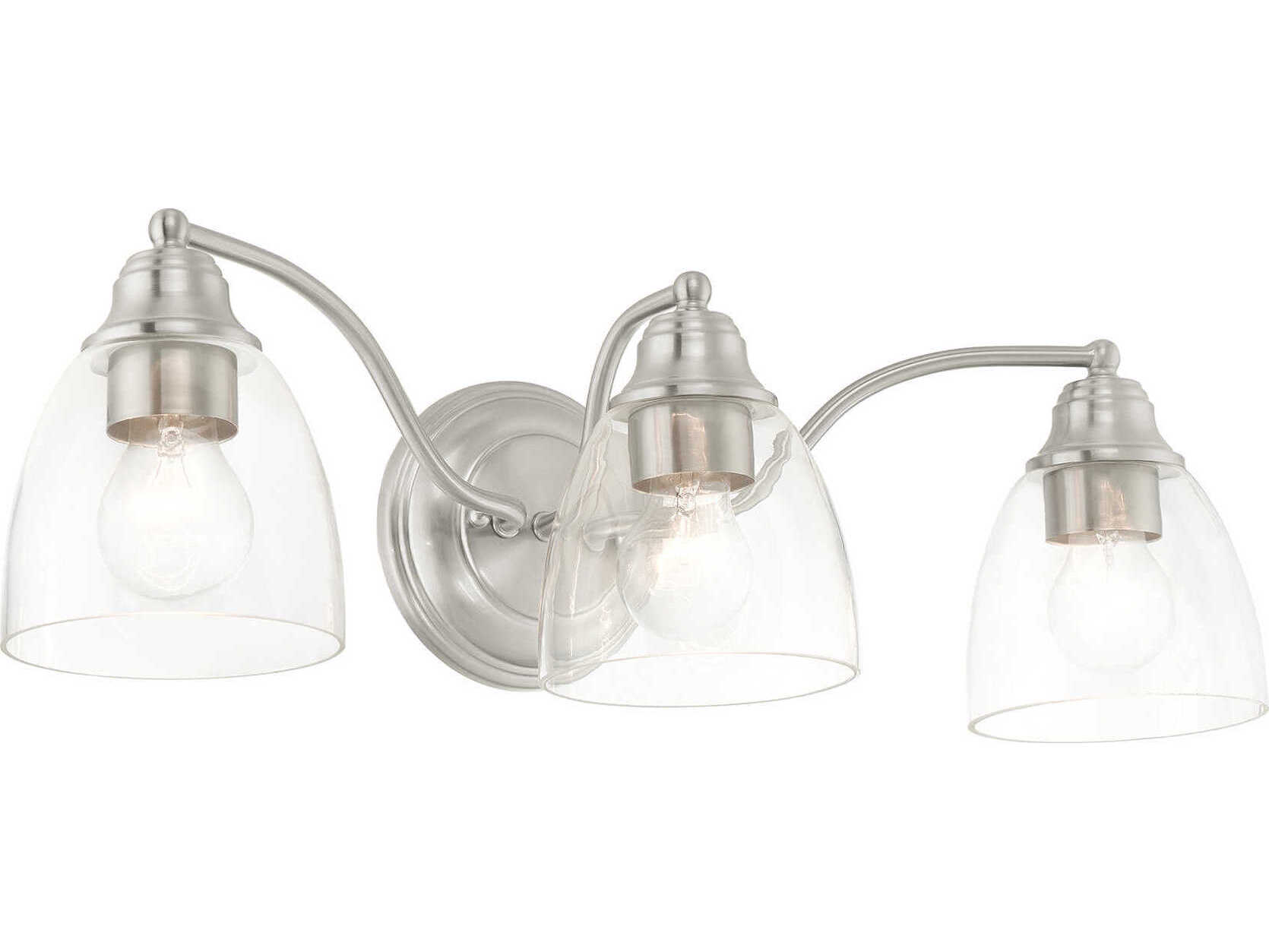 Livex Lighting Montgomery 3-Light Brushed Nickel Glass Vanity Light