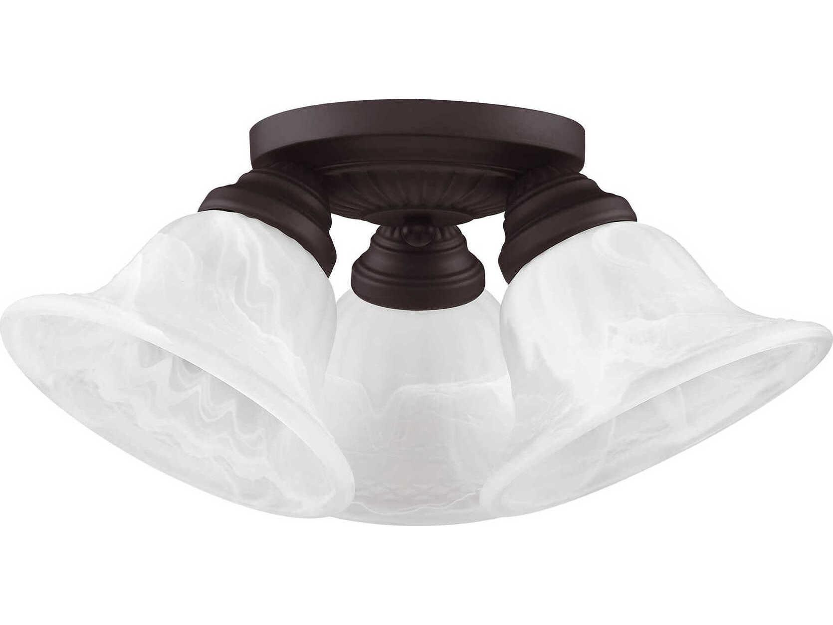 Livex Lighting Edgemont 3-Light Bronze Glass Bell Semi Flush Mount