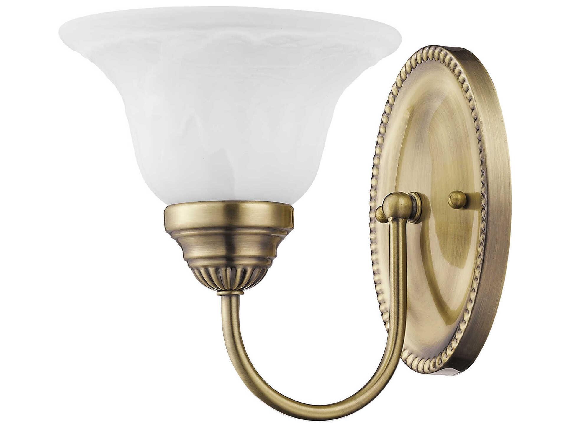 Livex Lighting Edgemont 1-Light Antique Brass Glass Wall Sconce