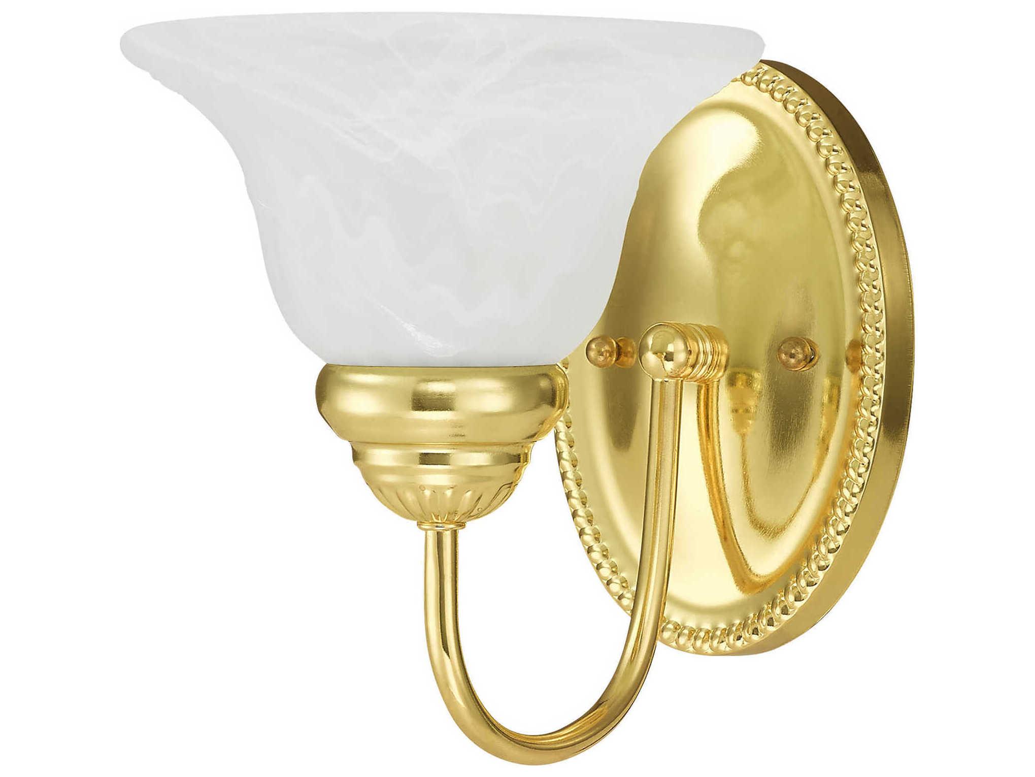 Livex Lighting Edgemont 1-Light Polished Brass White Glass Wall Sconce