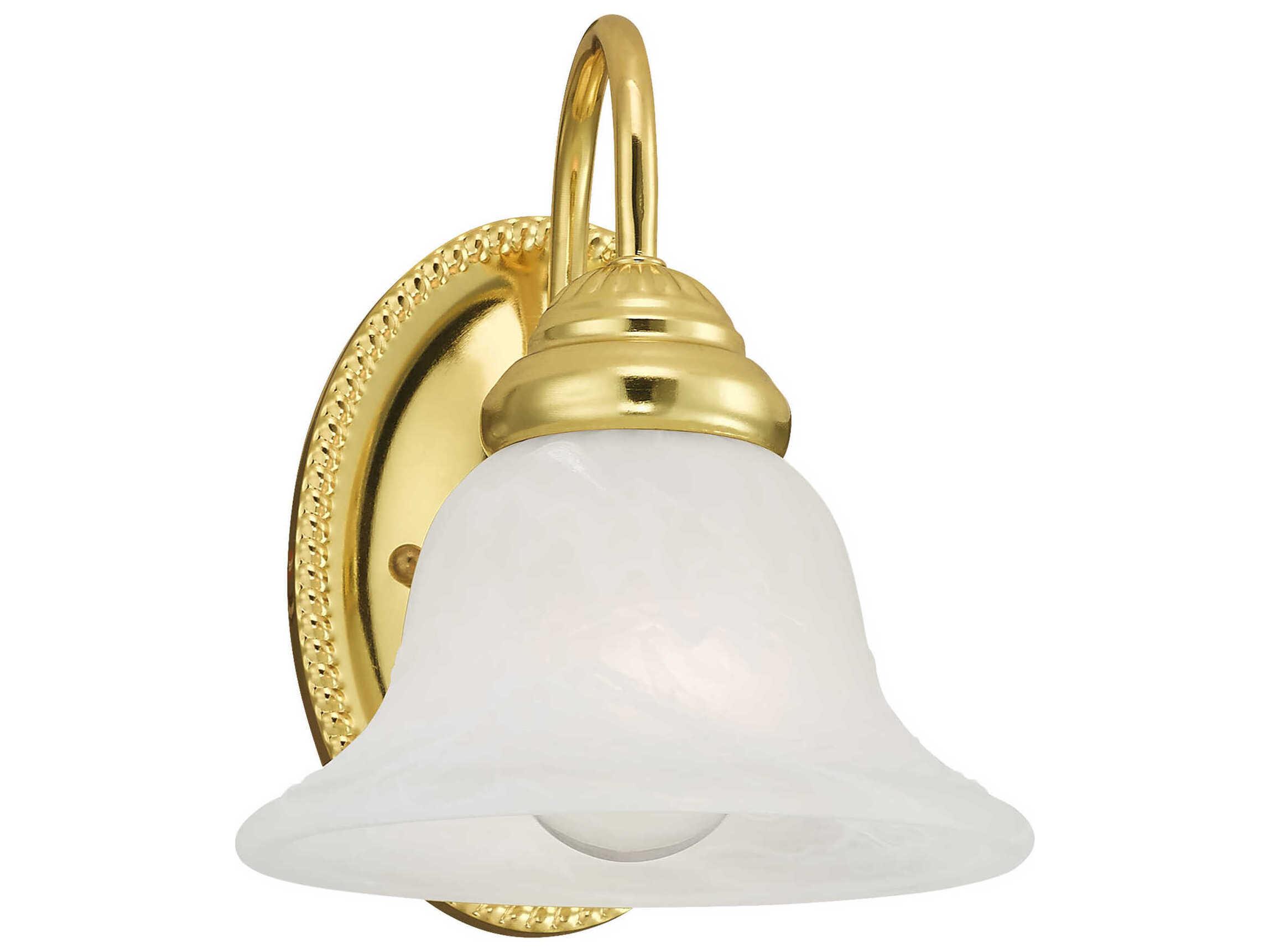 Livex Lighting Edgemont 1-Light Polished Brass White Glass Wall Sconce