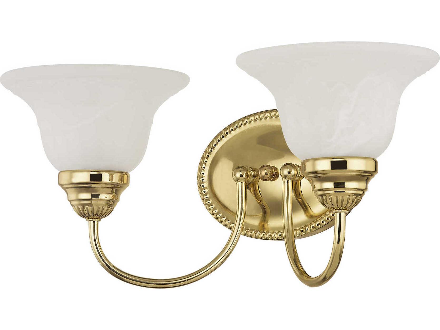 Livex Lighting Edgemont 2-Light Polished Brass Glass Vanity Light