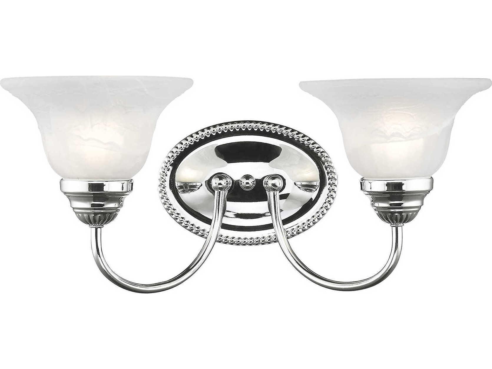 Livex Lighting Edgemont 2-Light Polished Chrome White Glass Vanity Light