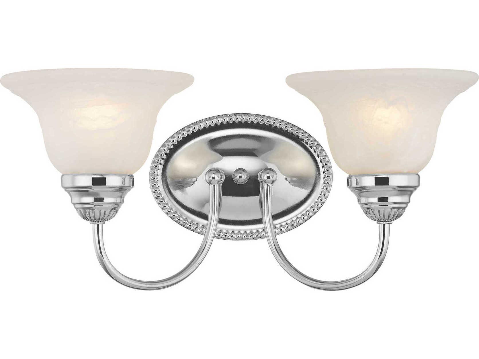 Livex Lighting Edgemont 2-Light Polished Chrome White Glass Vanity Light