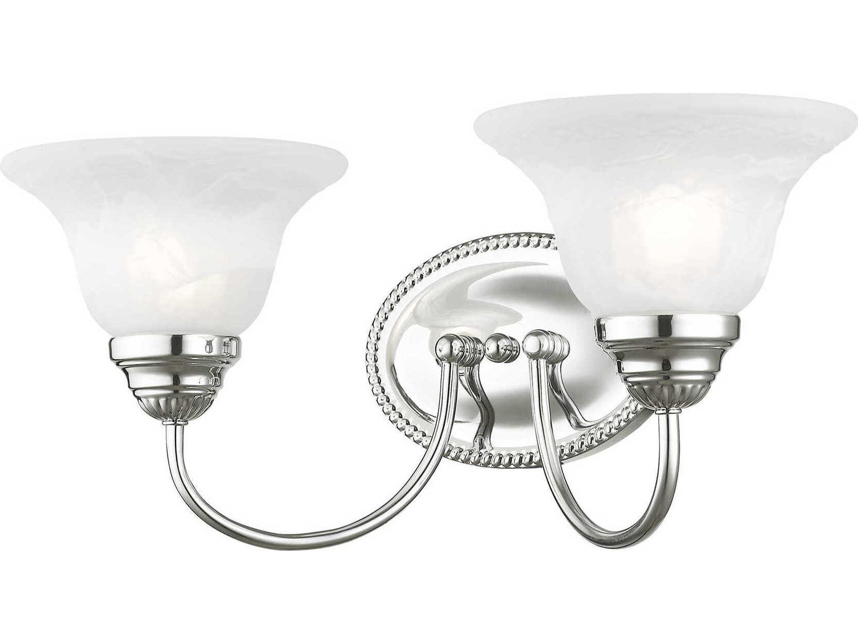 Livex Lighting Edgemont 2-Light Polished Chrome White Glass Vanity Light