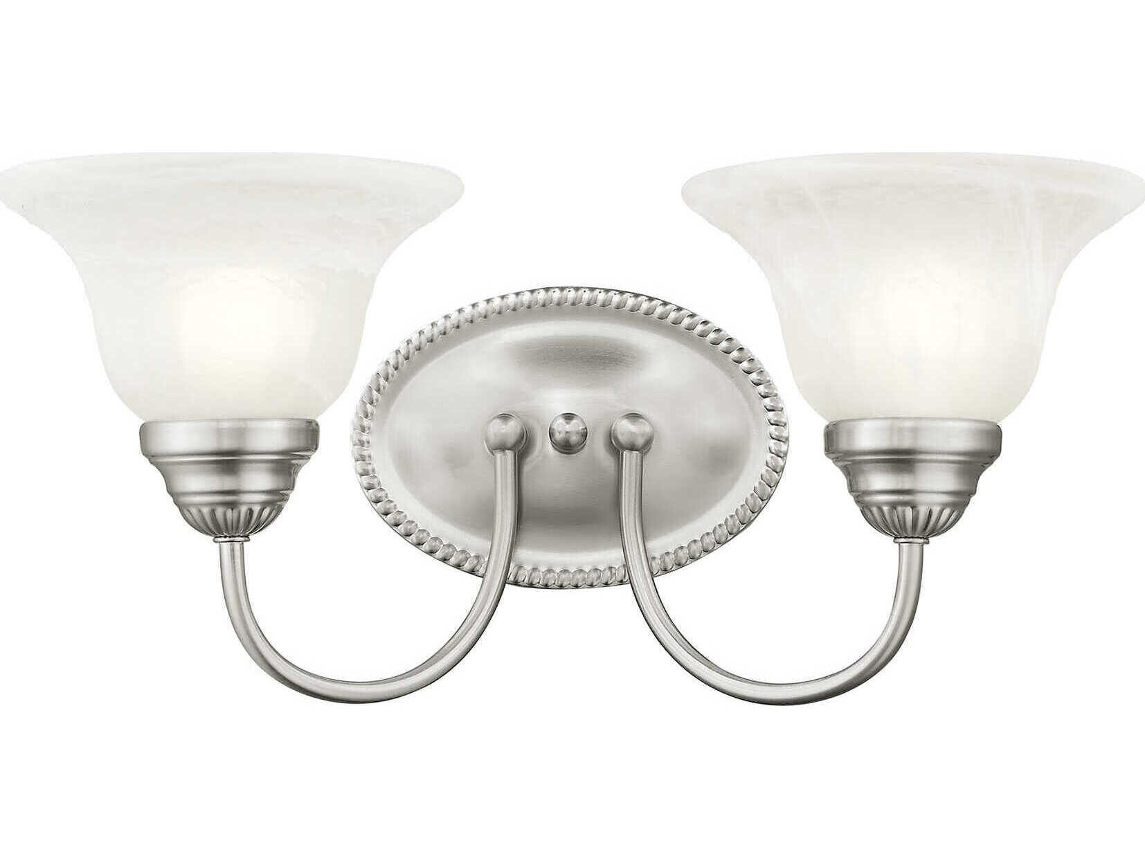 Livex Lighting Edgemont 2-Light Brushed Nickel White Glass Vanity Light