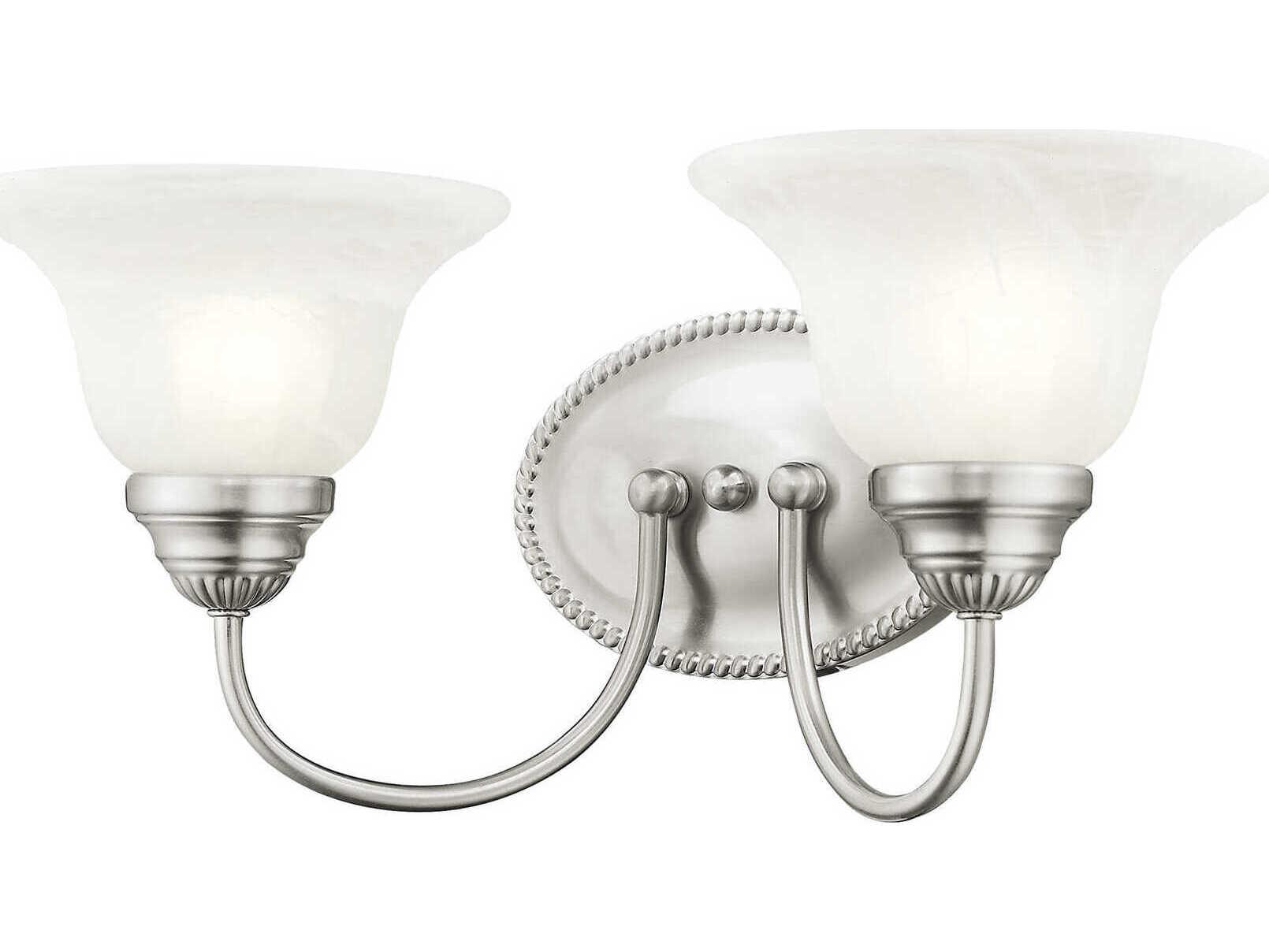 Livex Lighting Edgemont 2-Light Brushed Nickel White Glass Vanity Light