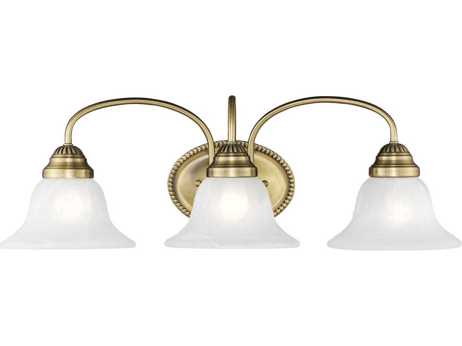 Livex Lighting Edgemont 3-Light Antique Brass Glass Vanity Light