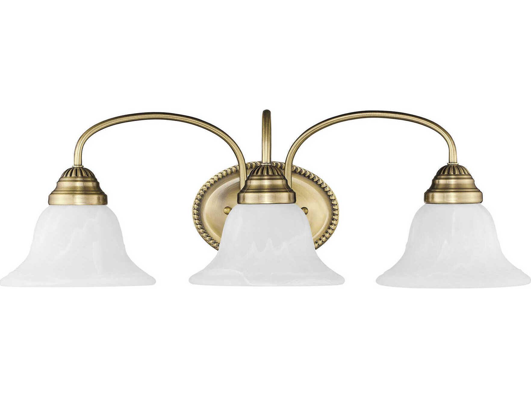 Livex Lighting Edgemont 3-Light Antique Brass Glass Vanity Light