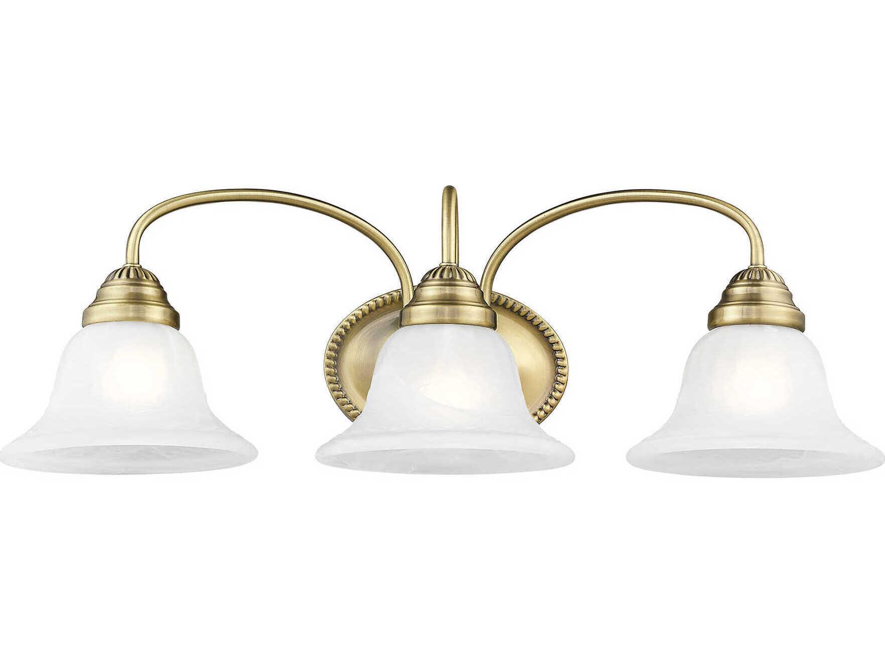 Livex Lighting Edgemont 3-Light Antique Brass Glass Vanity Light